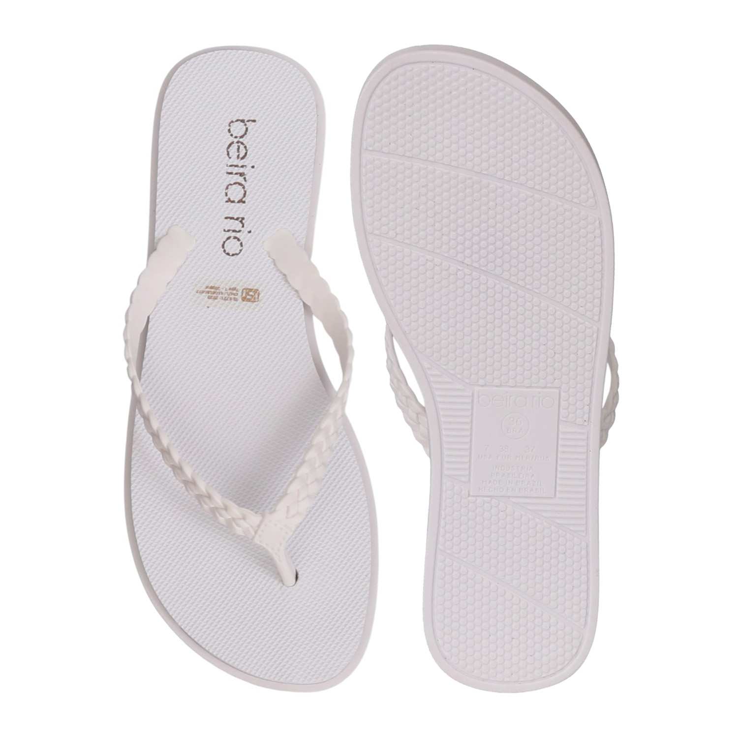 Women White Braided flip flop