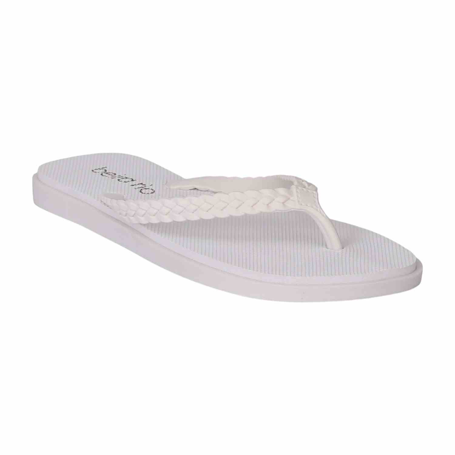 Women White Braided flip flop