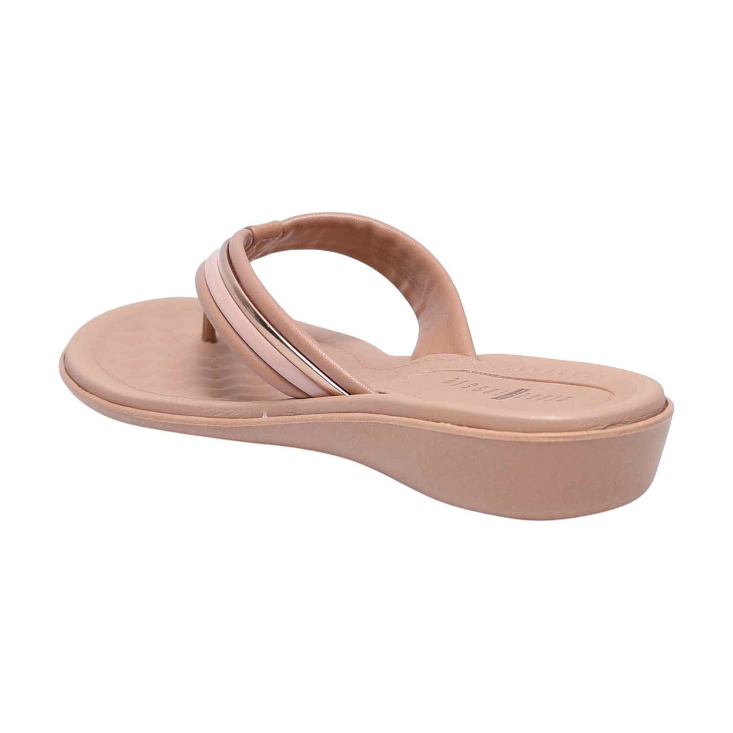 Women Elegant Nude Striped Thongs