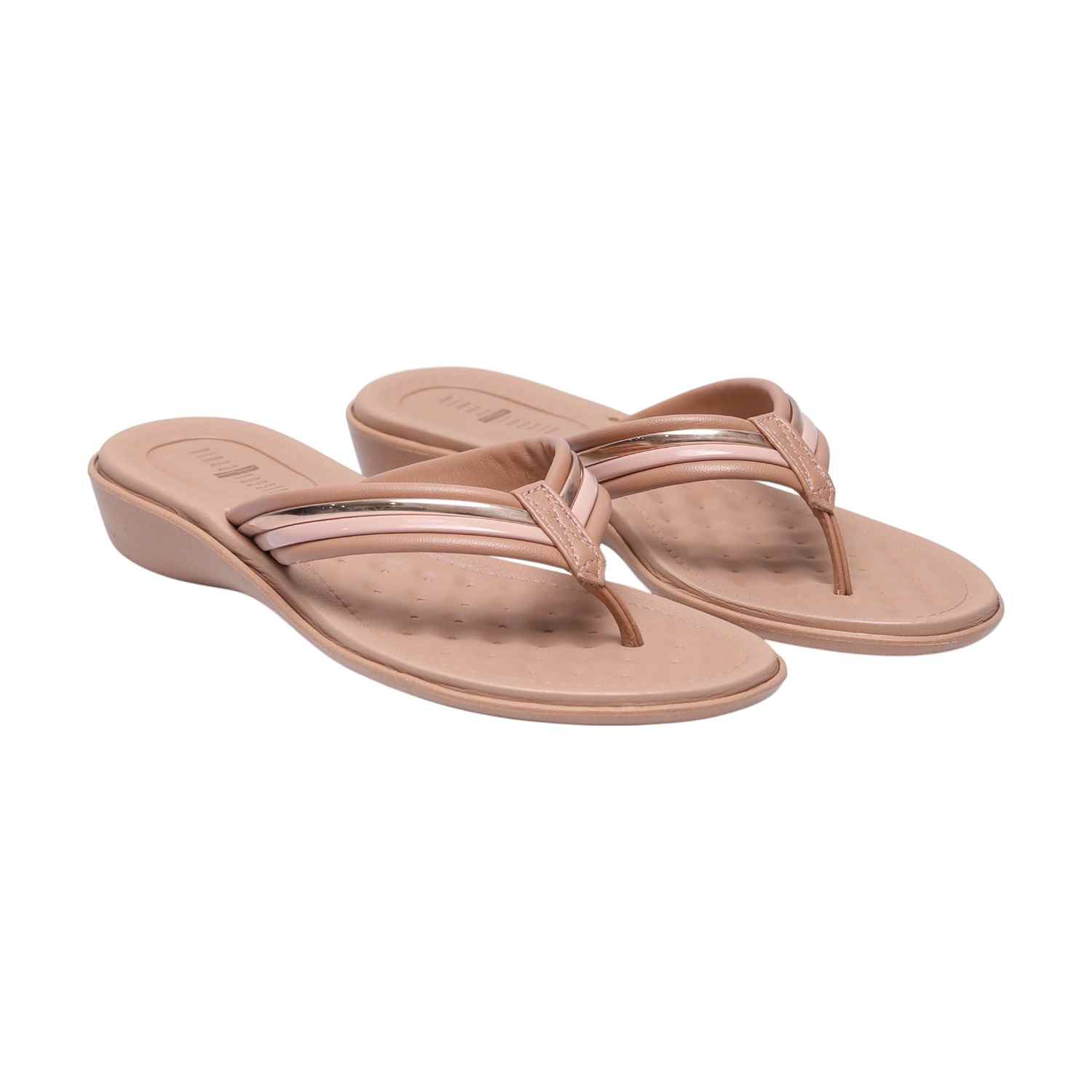 Women Elegant Nude Striped Thongs