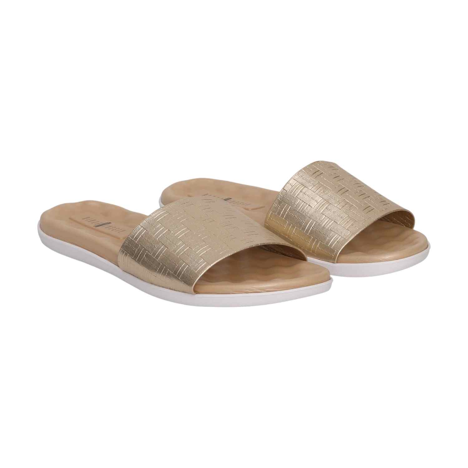 Women Golden Weave Comfort Slides