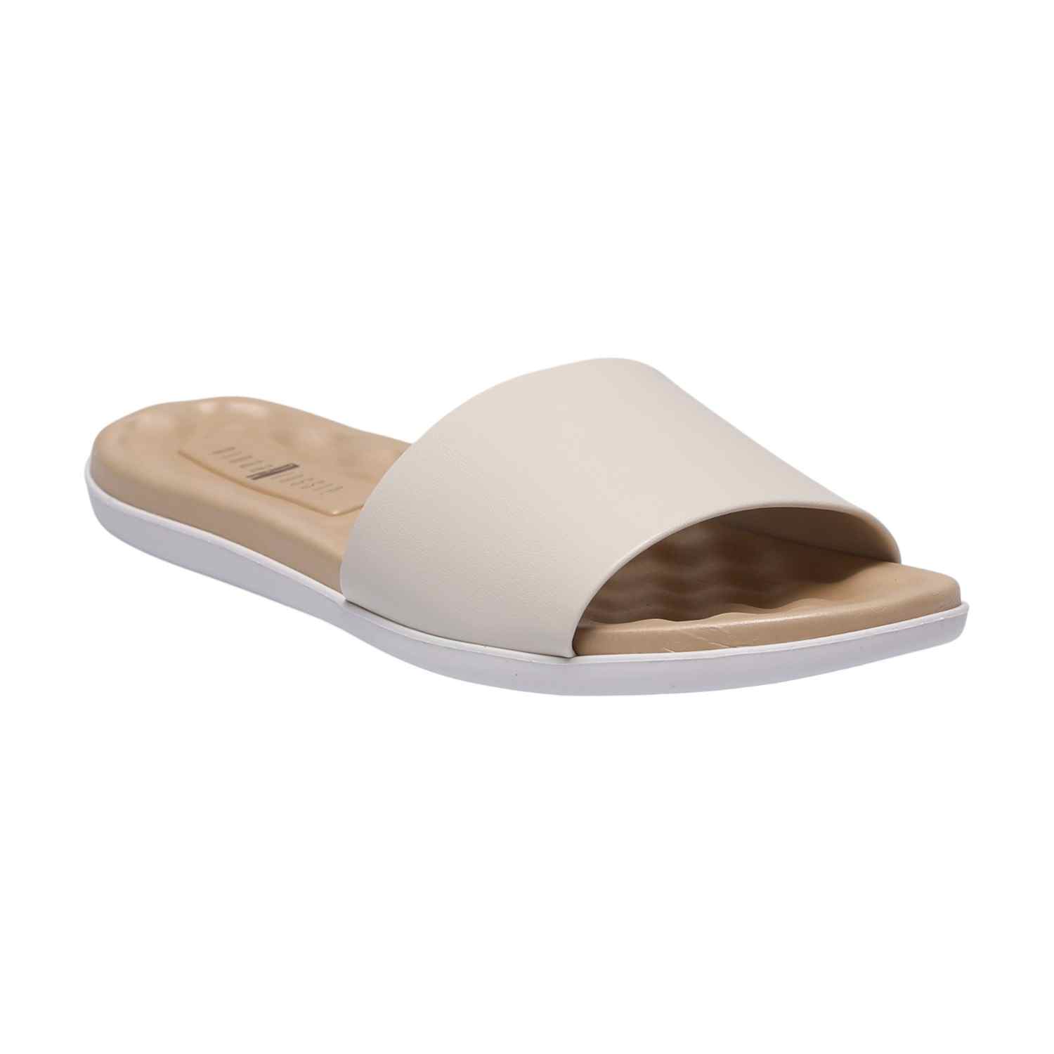 Women White Comfortable Slides