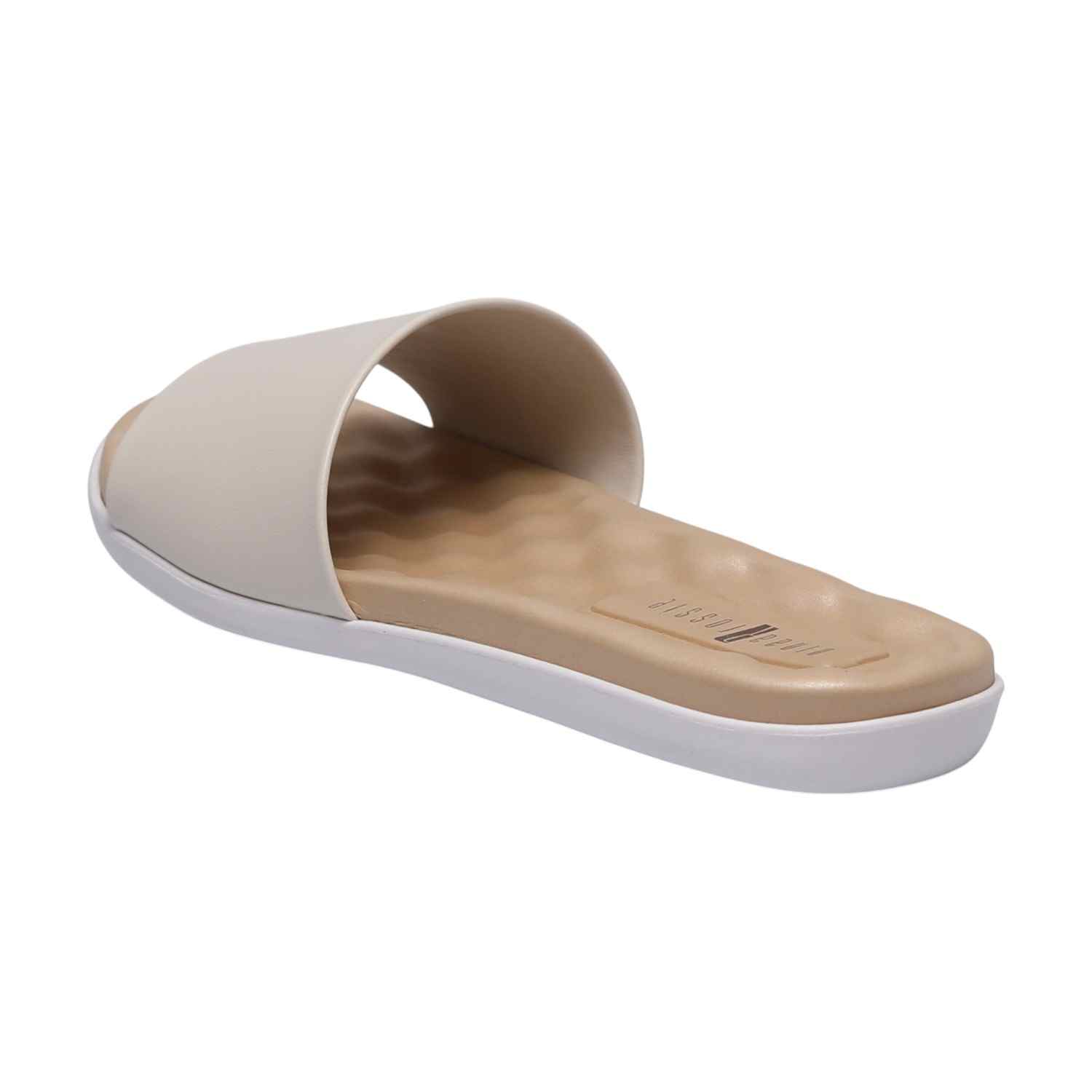 Women White Comfortable Slides