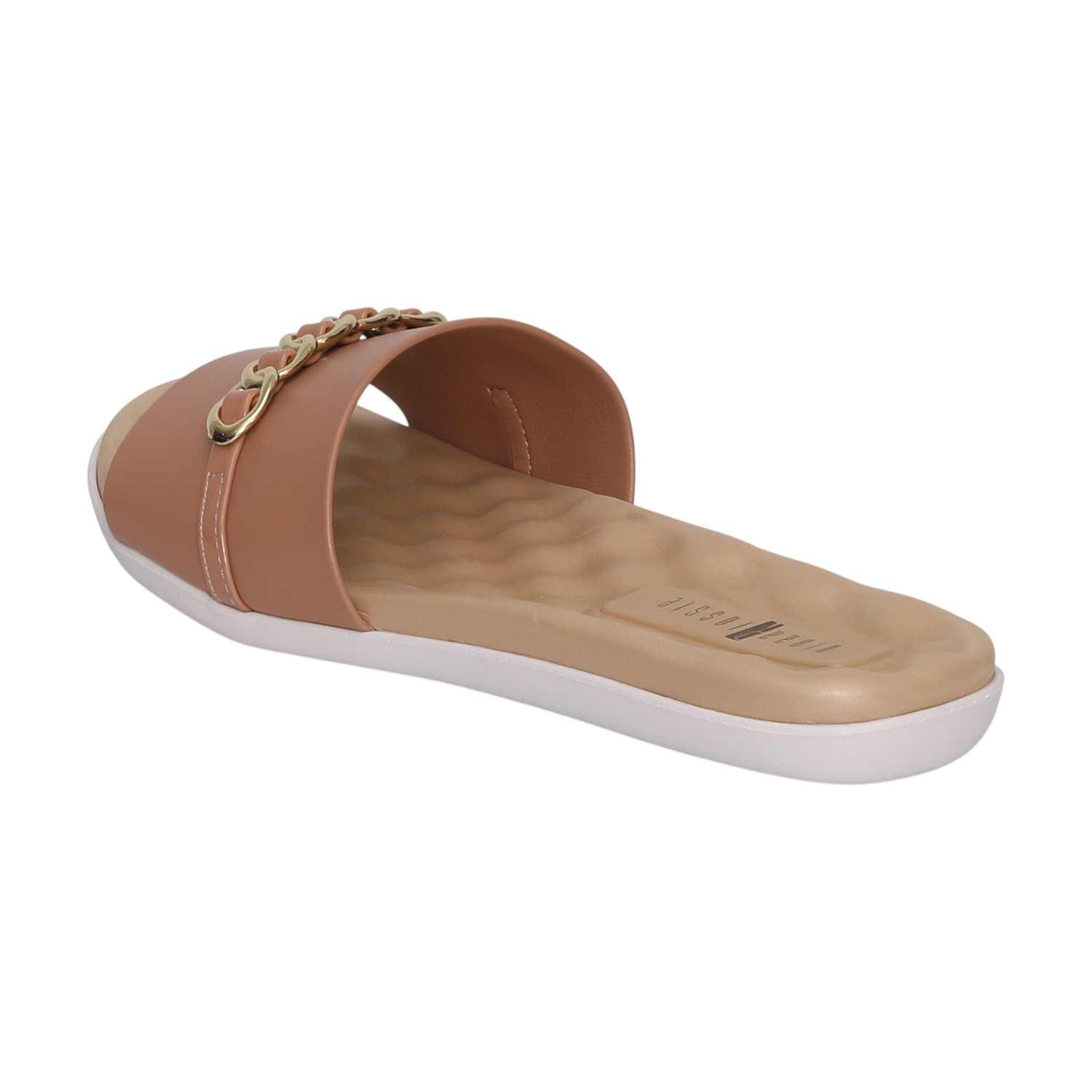 Women Nude Slides with Chain Accent