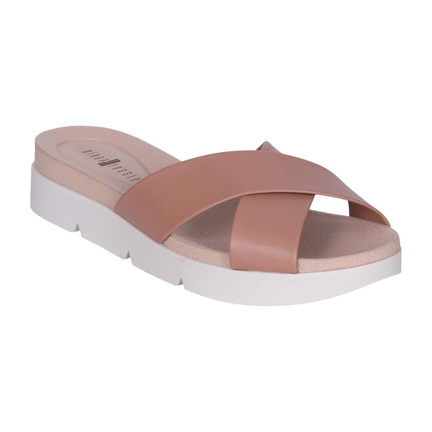 Women's Blush Criss-Cross Platform Slide Sandals