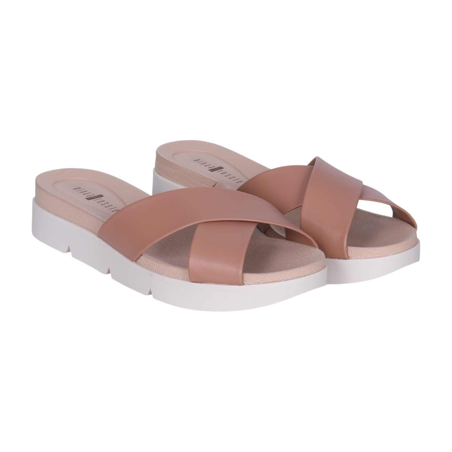 Women's Blush Criss-Cross Platform Slide Sandals