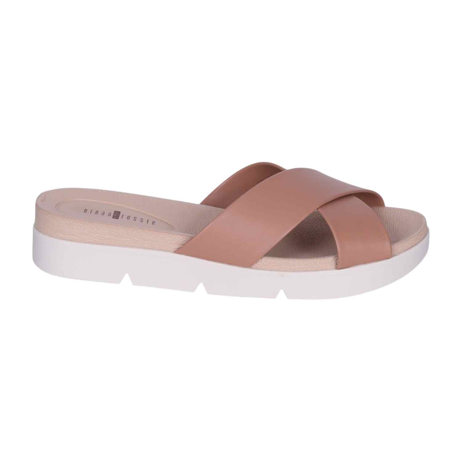 Women's Blush Criss-Cross Platform Slide Sandals