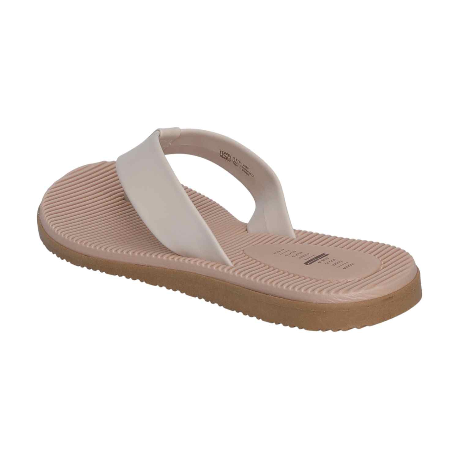 Women White Thongs with Horizontal Striped Footbed