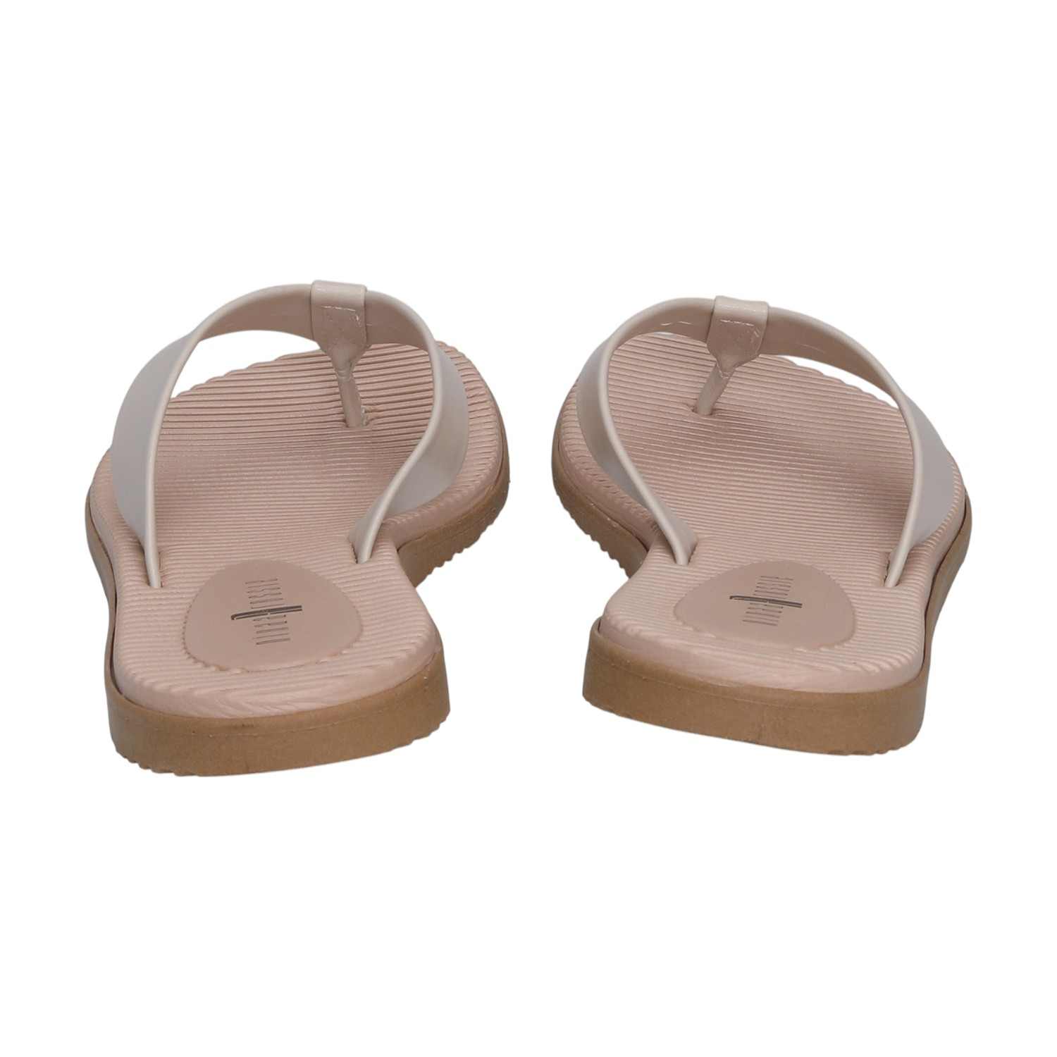 Women White Thongs with Horizontal Striped Footbed
