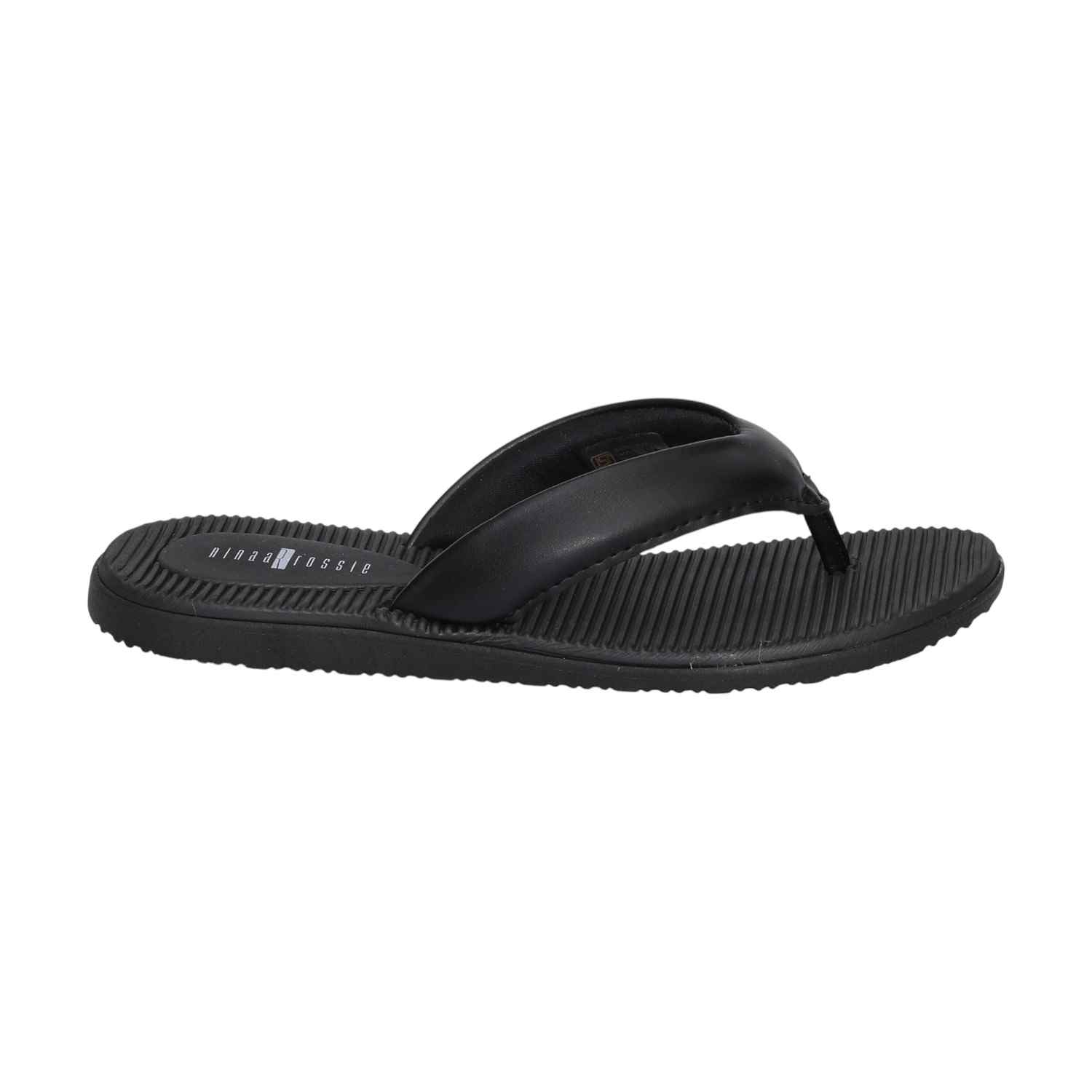 Women Black Casual Thong Flats with Horizontal Stripes
