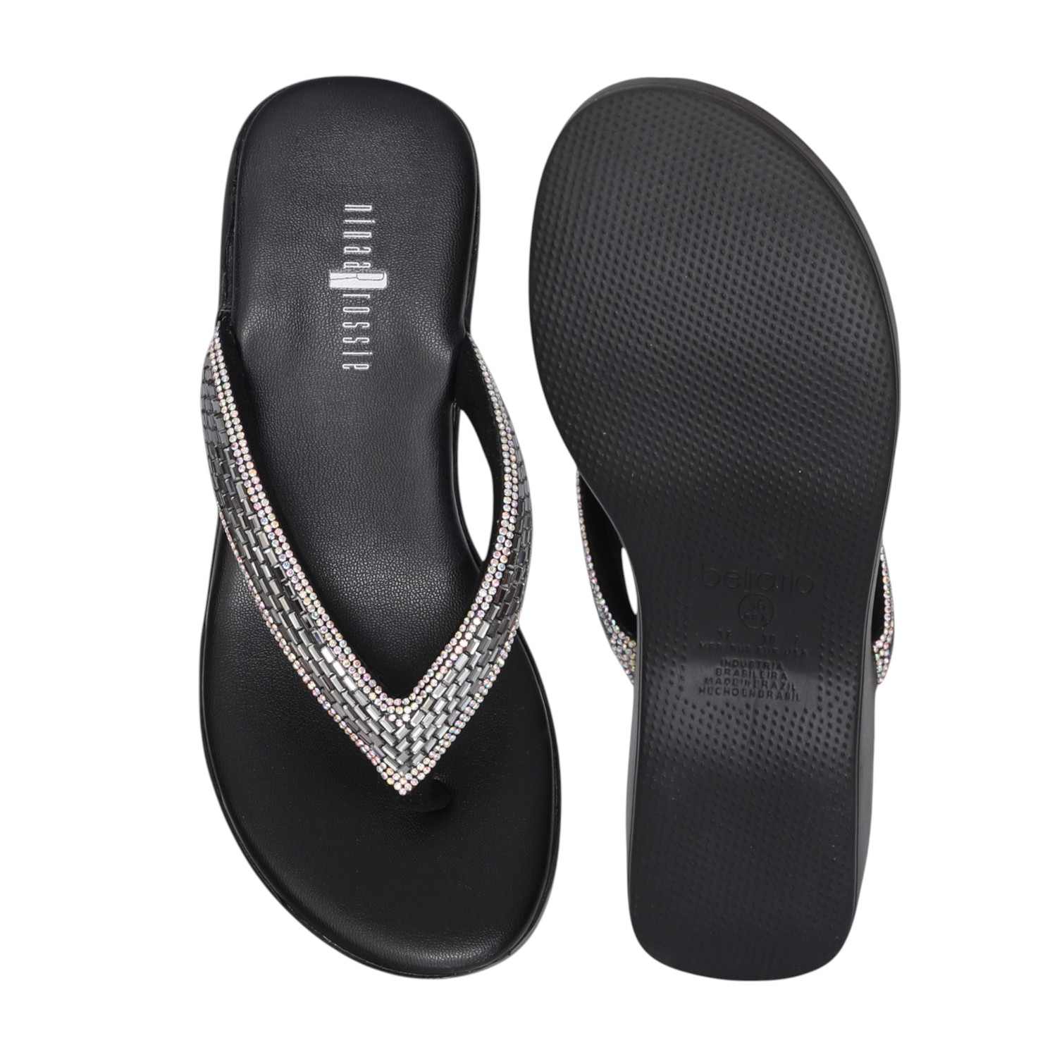 Black Wedges with Embellishments for Women