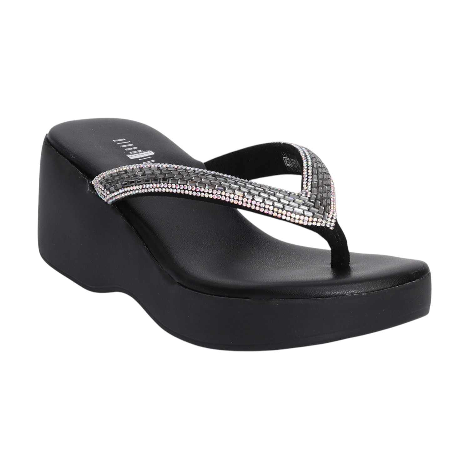 Black Wedges with Embellishments for Women