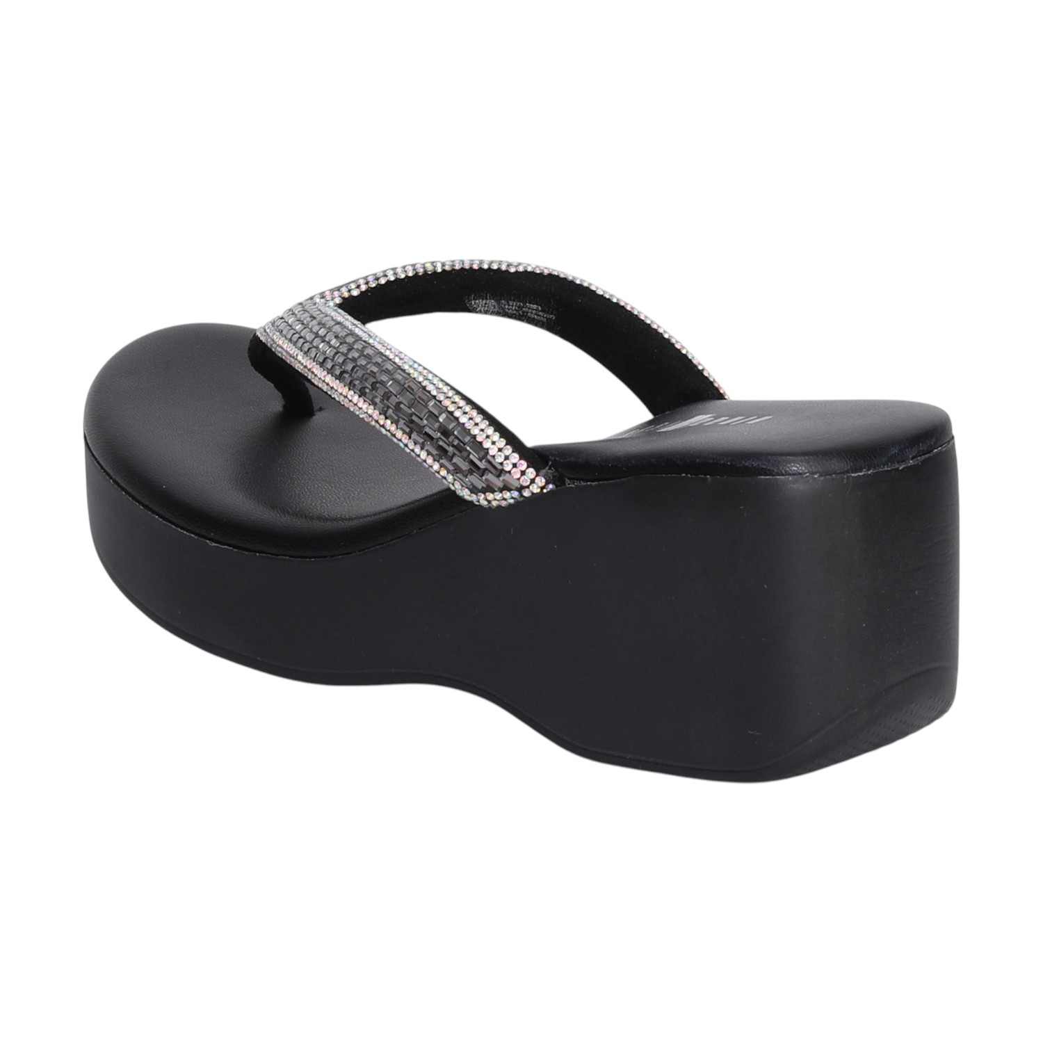 Black Wedges with Embellishments for Women