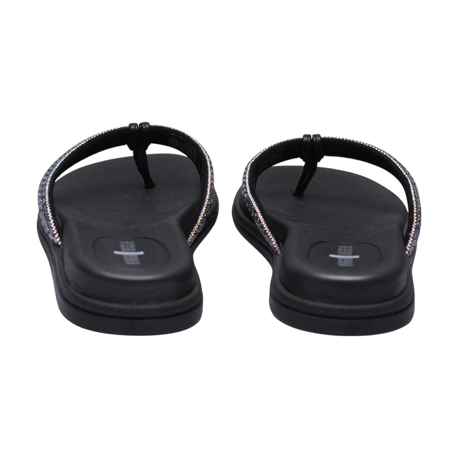 Women’s Black Thong Flats with Embellished Stones