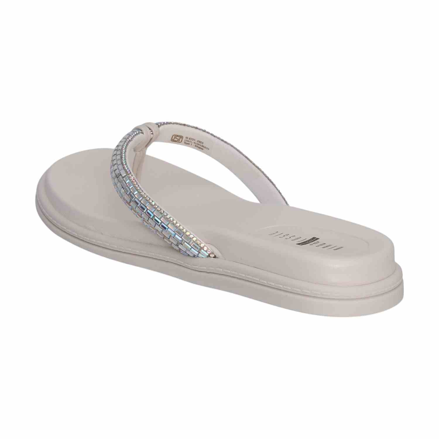 Women Silver Thongs with Embellished Stones