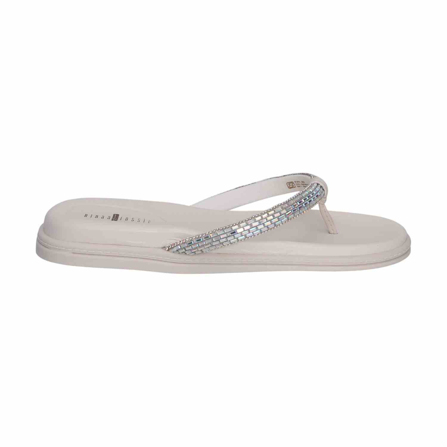 Women Silver Thongs with Embellished Stones
