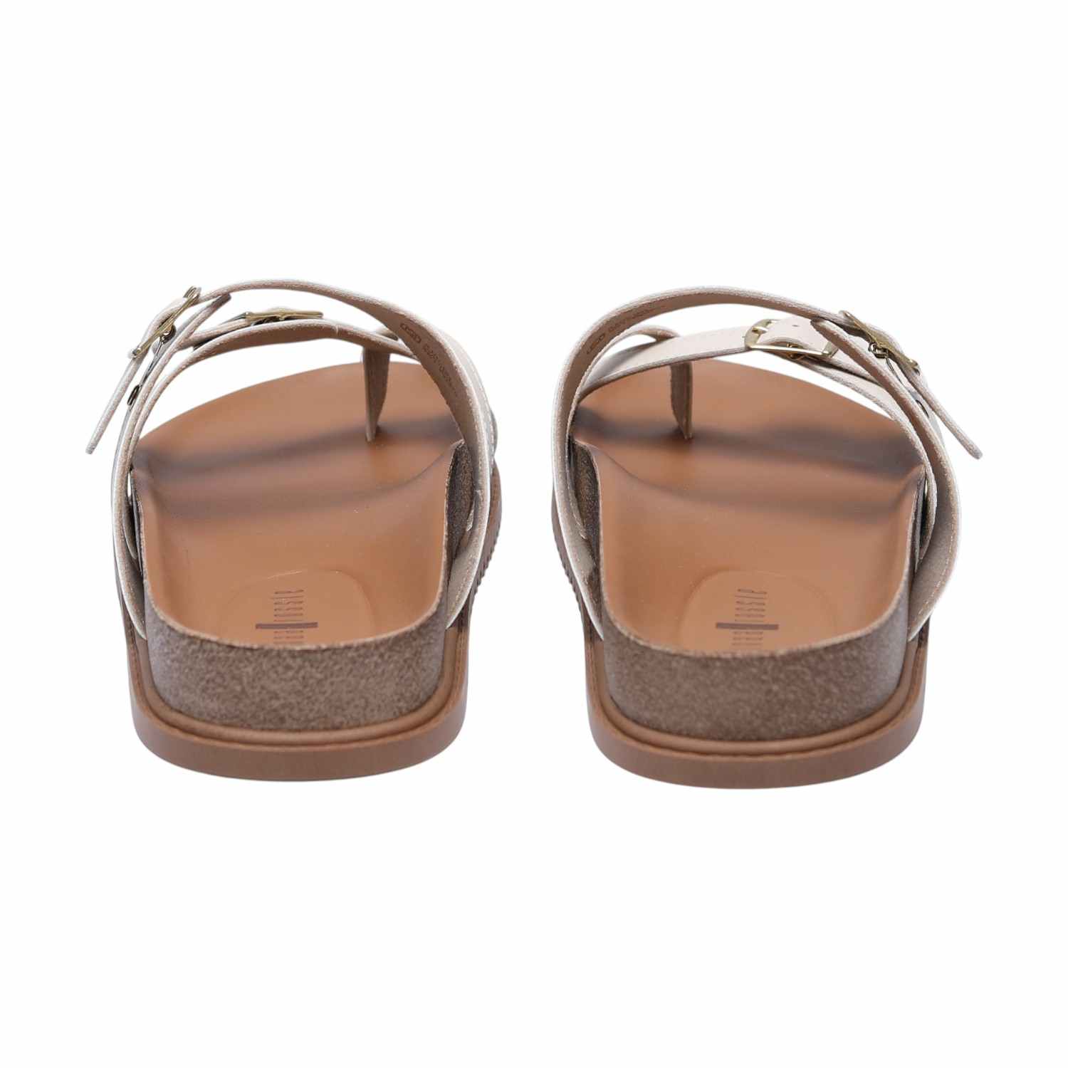 Women White Slides with Buckle Adjustment