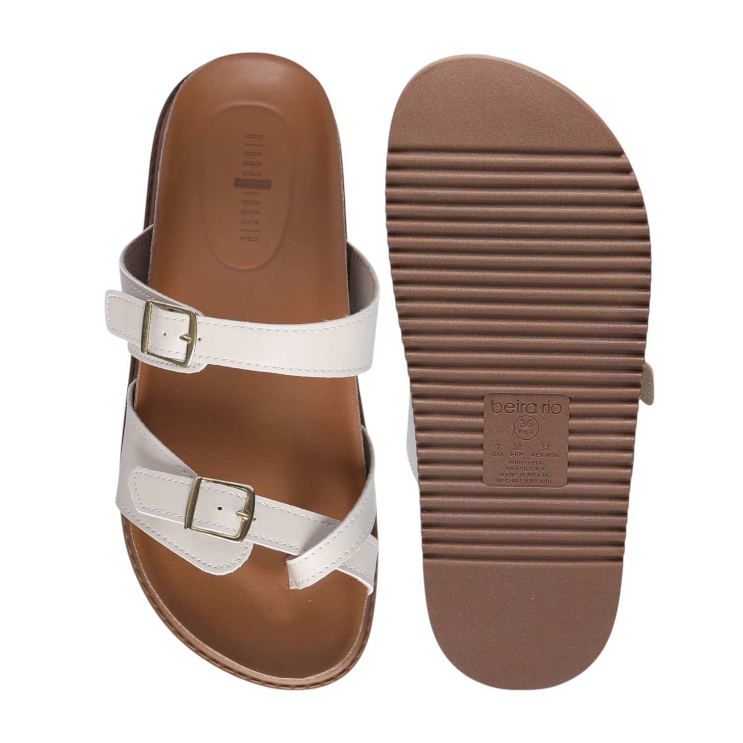 Women White Slides with Buckle Adjustment