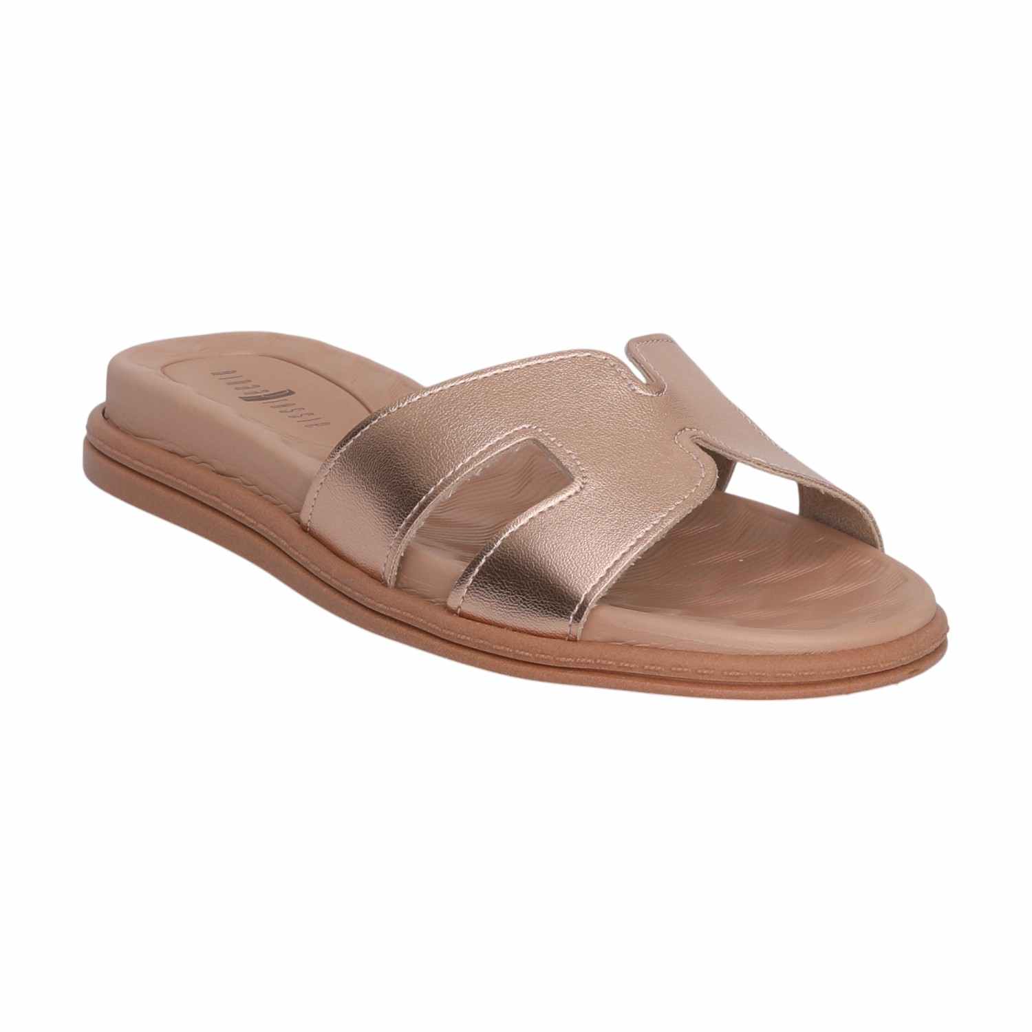 Women Rose Gold Flat Slides