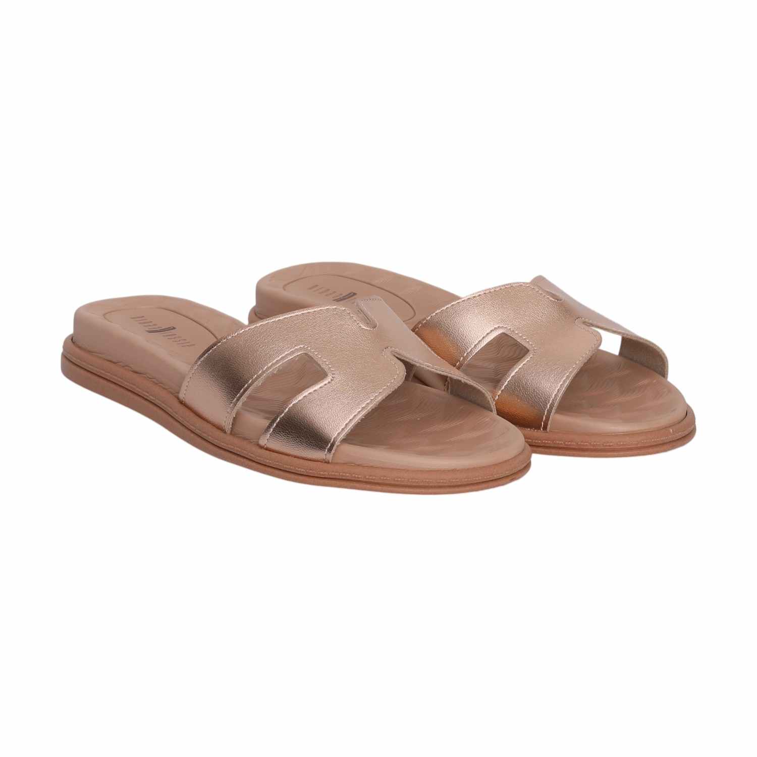 Women Rose Gold Flat Slides