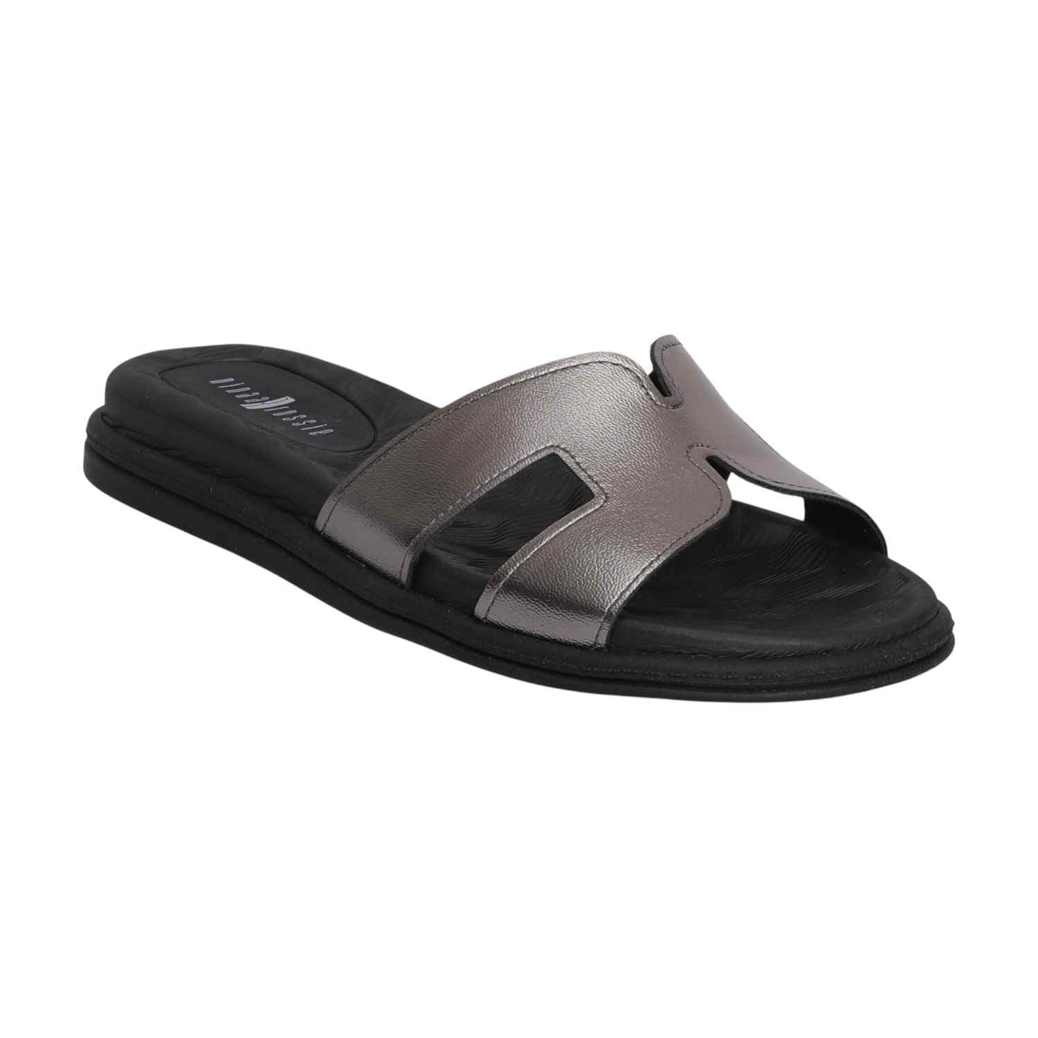 Women Black Flat Slides