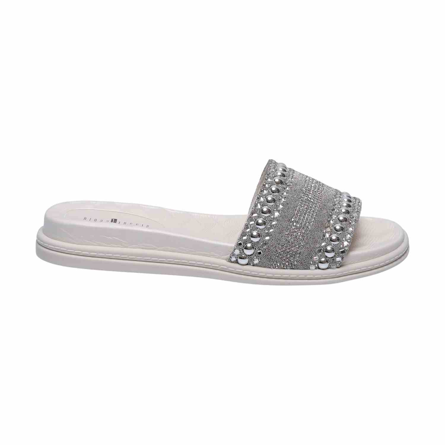Women Grey Glitter Slides