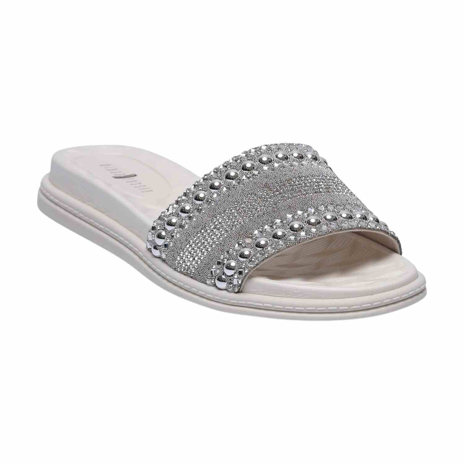 Women Grey Glitter Slides