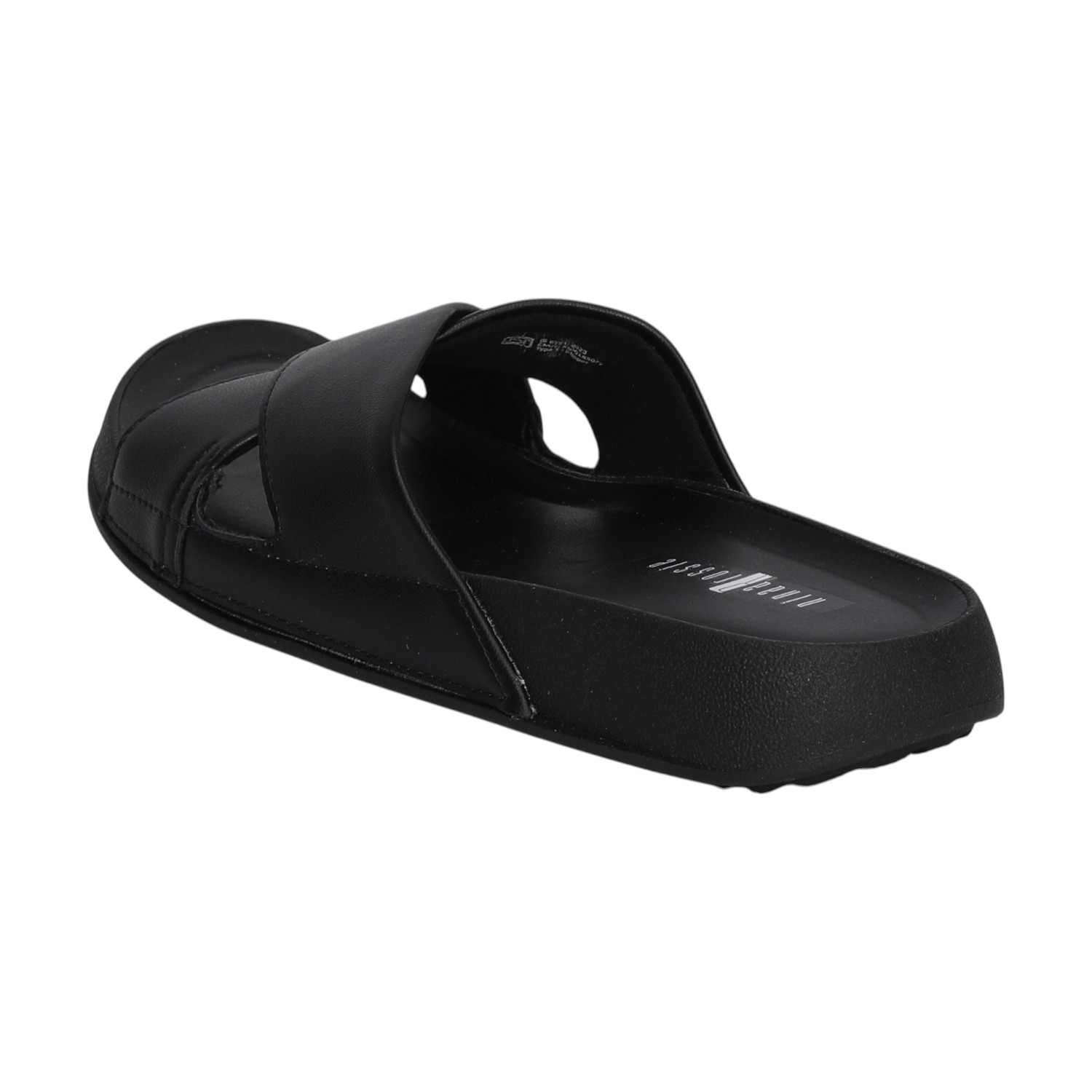 Women Black Cross Strap Slides