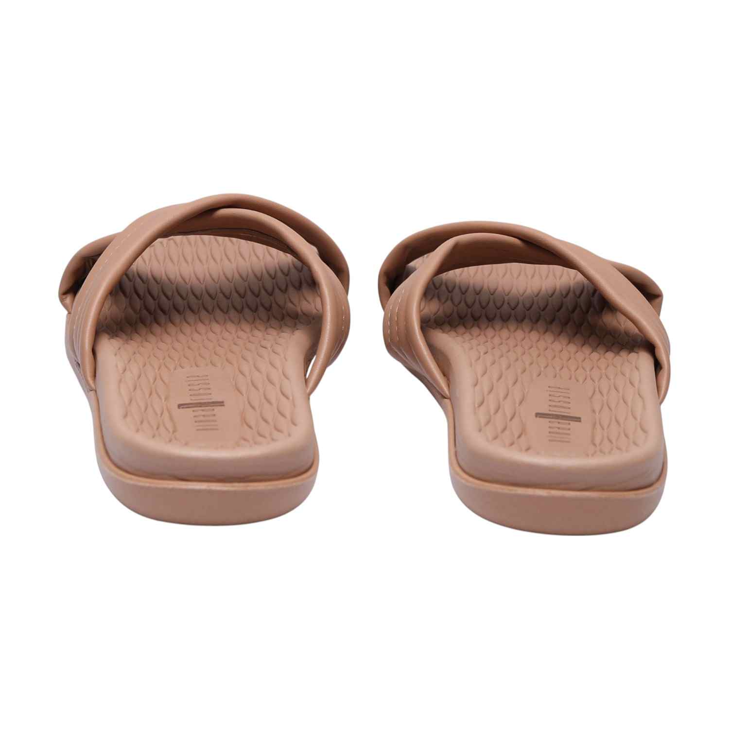 Women Nude Color Criss Cross Strap Slides