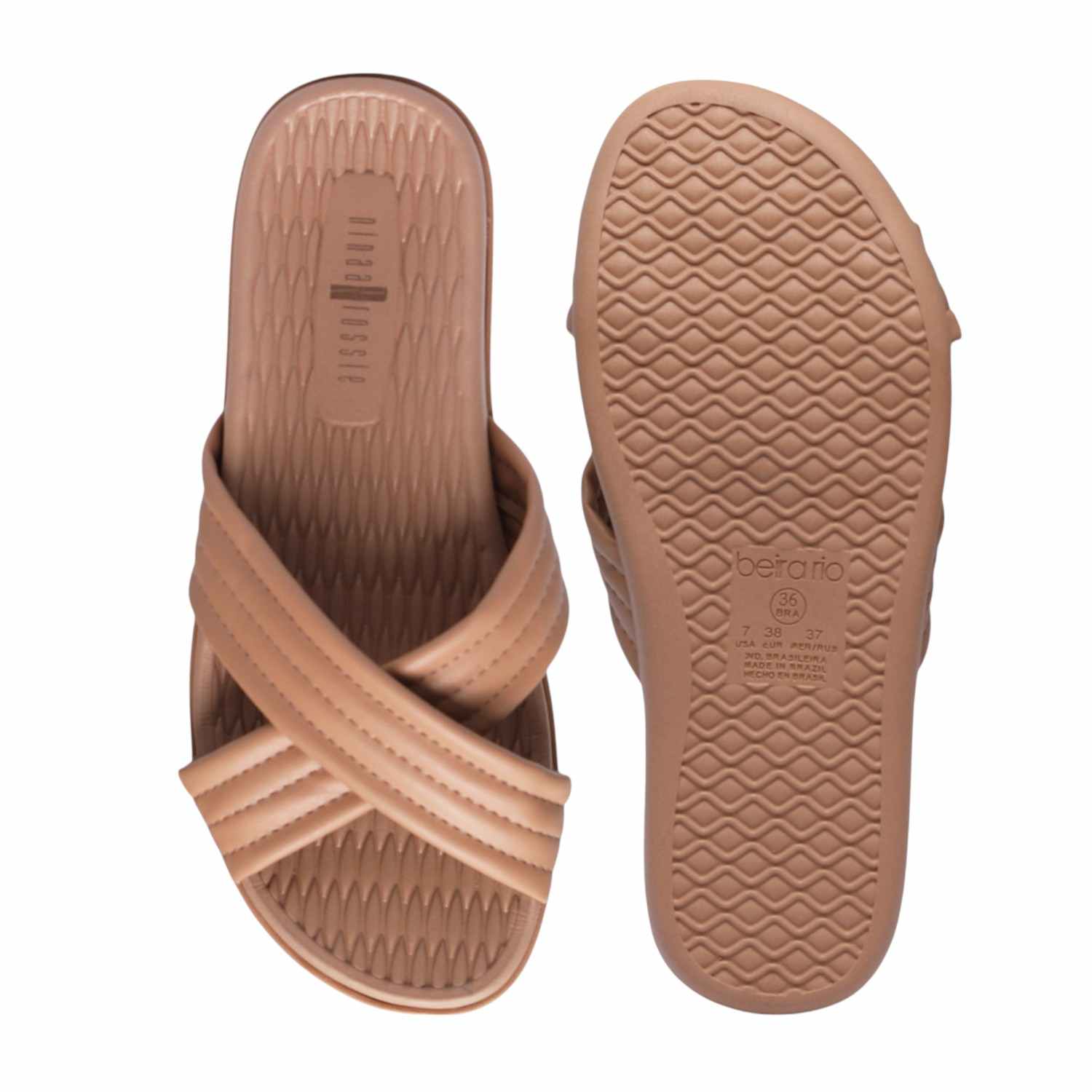 Women Nude Color Criss Cross Strap Slides