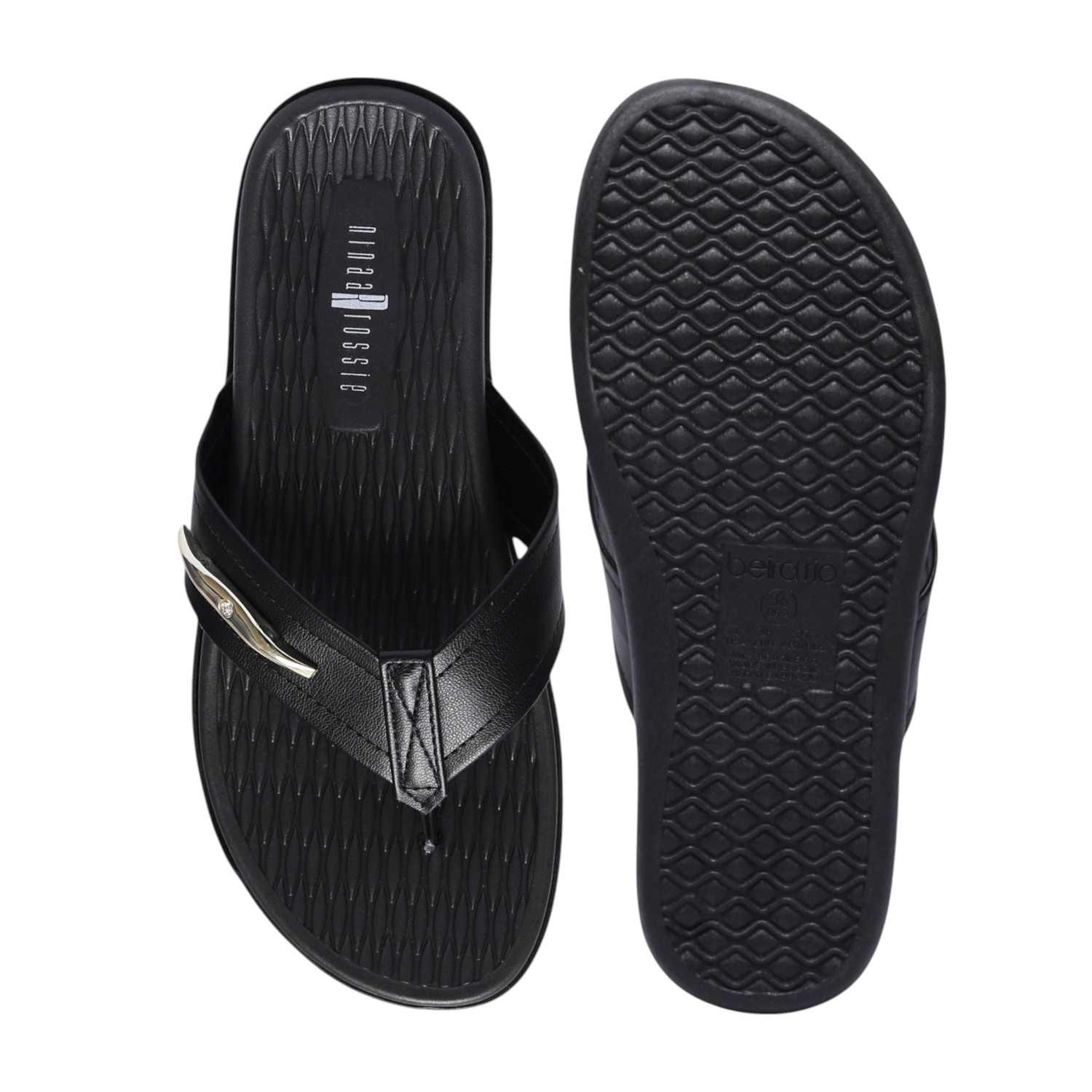 Women Casual Black Thongs Flats