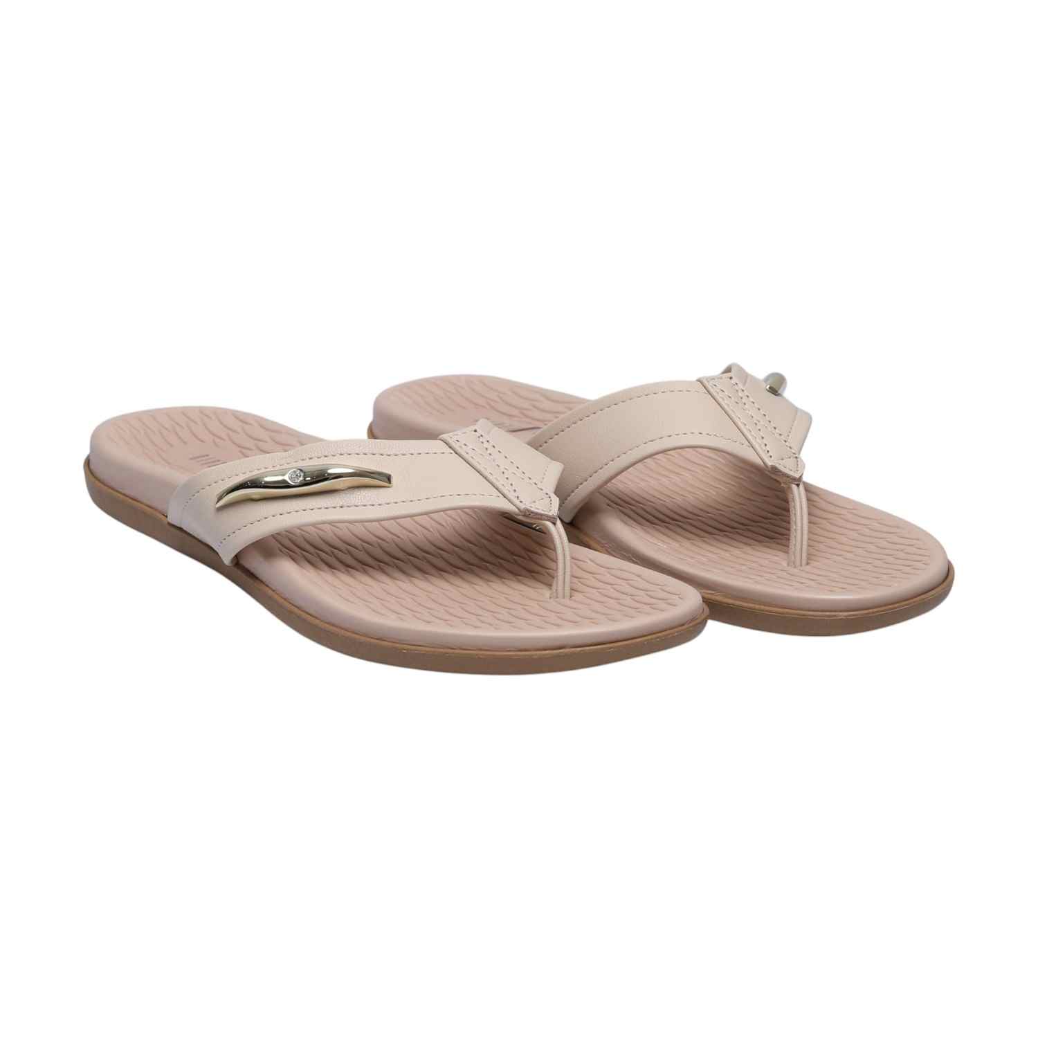 Women Cream Casual Thong Flats