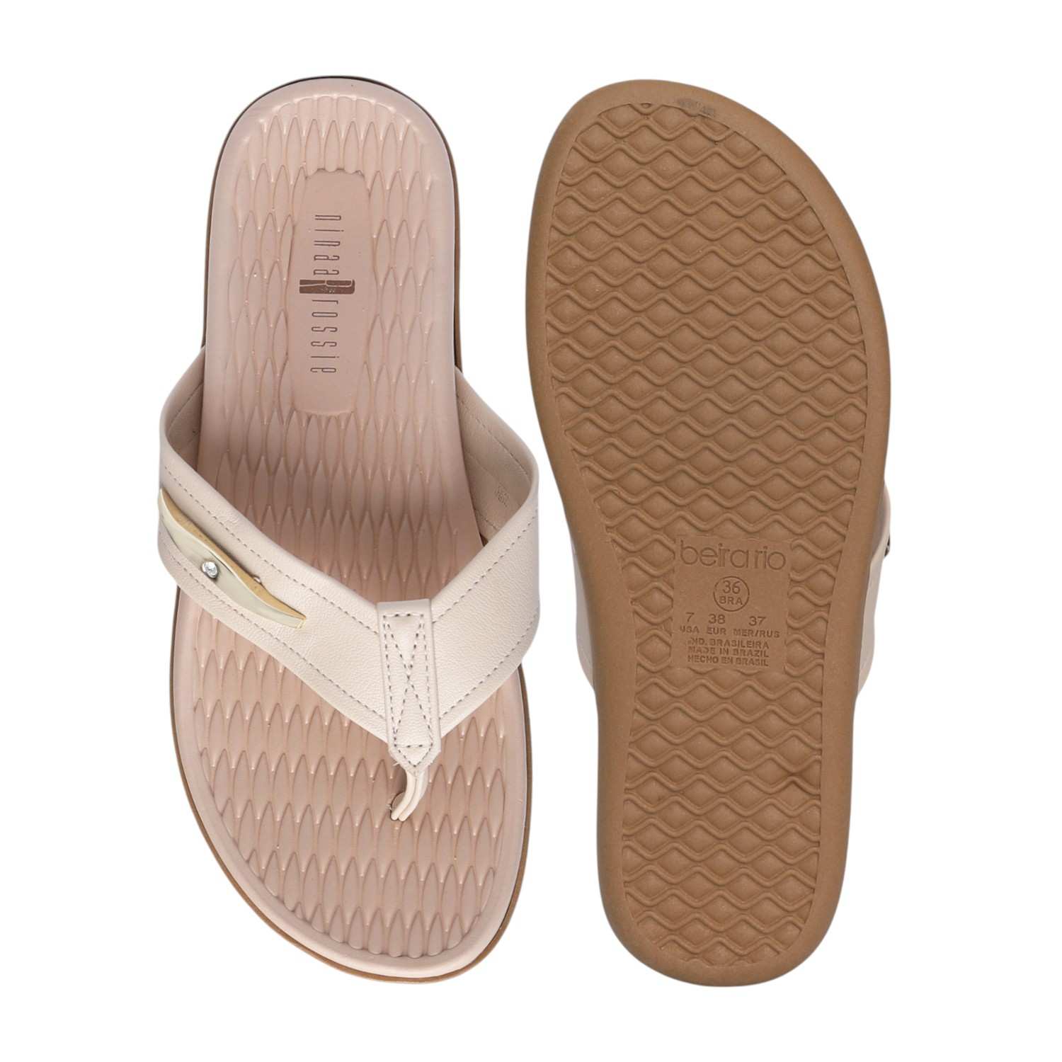 Women Cream Casual Thong Flats