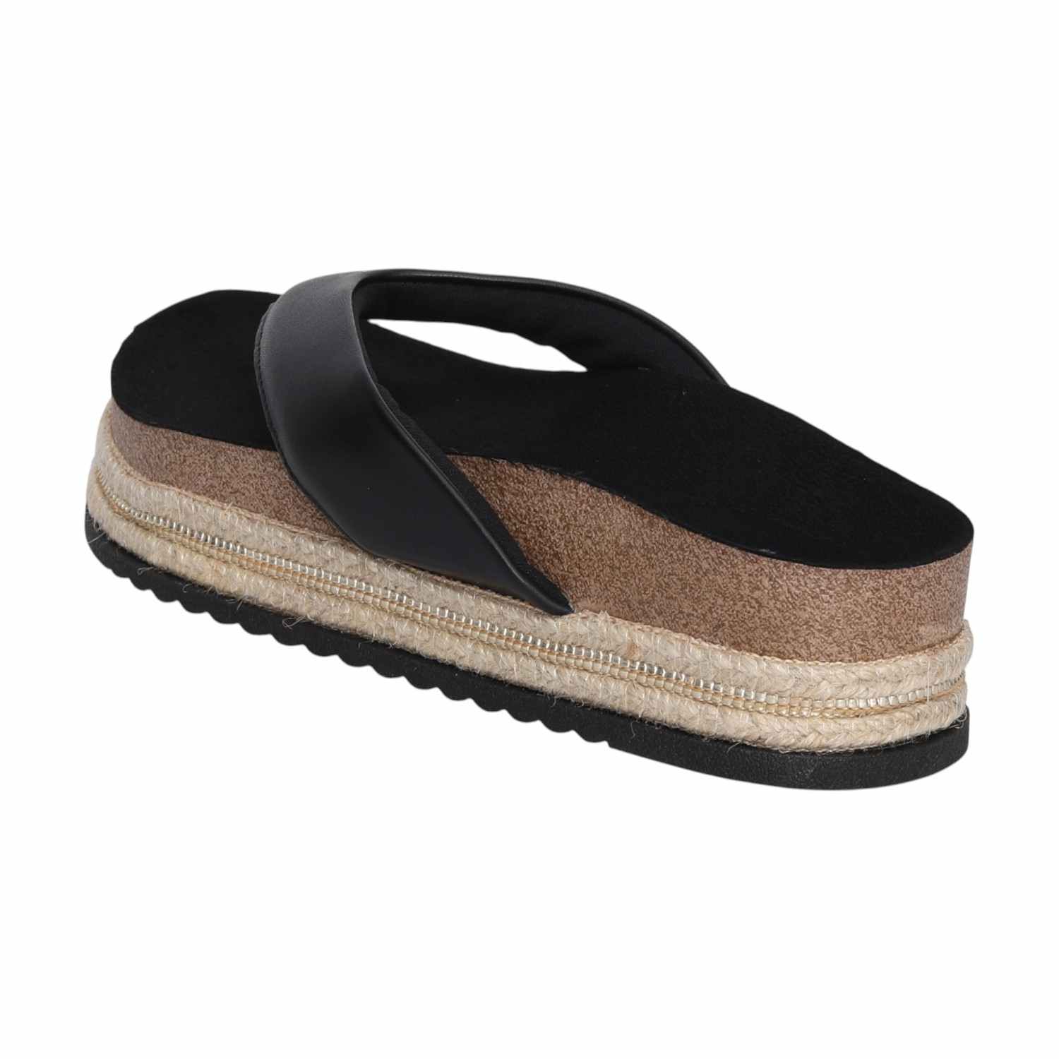 Women Black Thongs with Rope Detailing