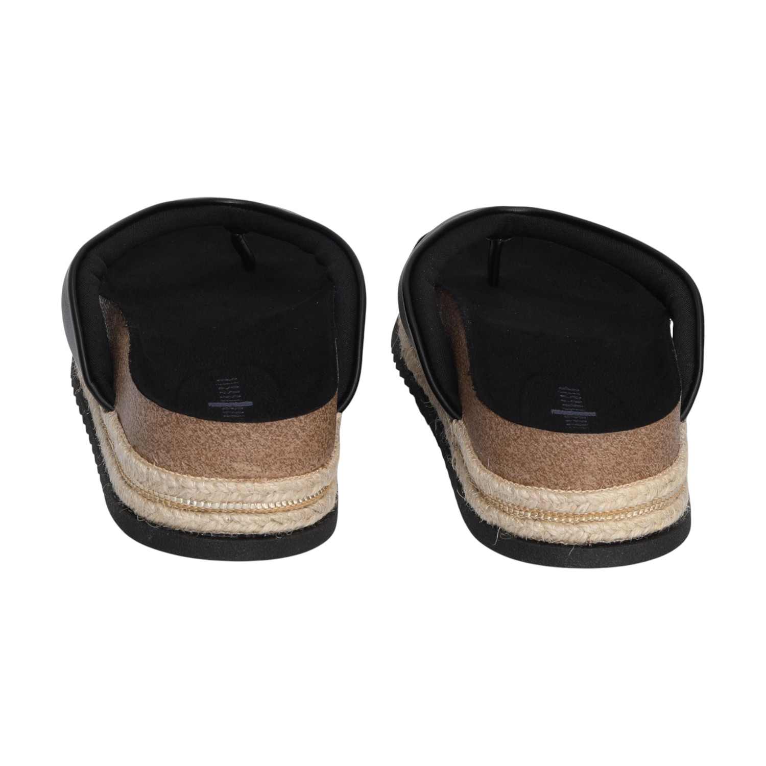 Women Black Thongs with Rope Detailing