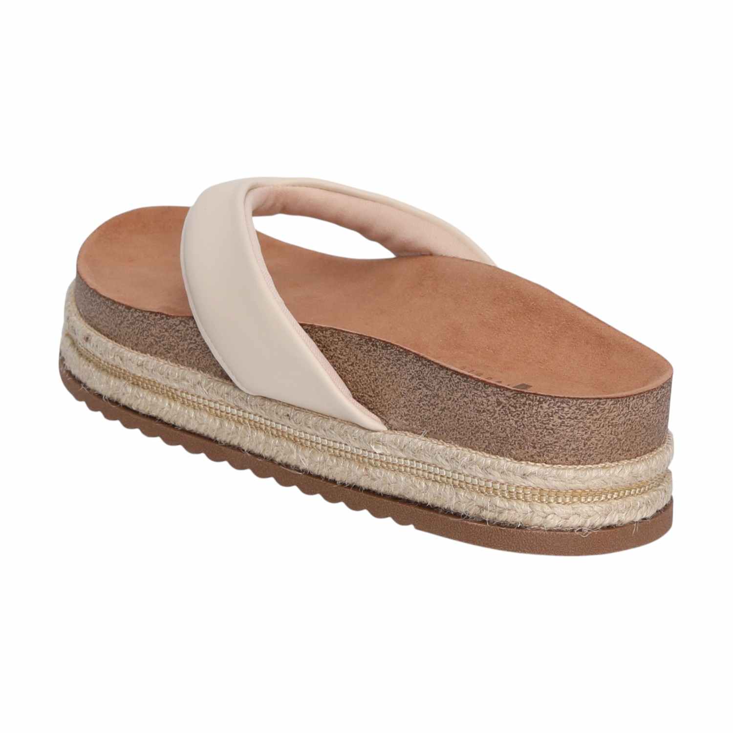Women Cream Thongs with Rope Detailing