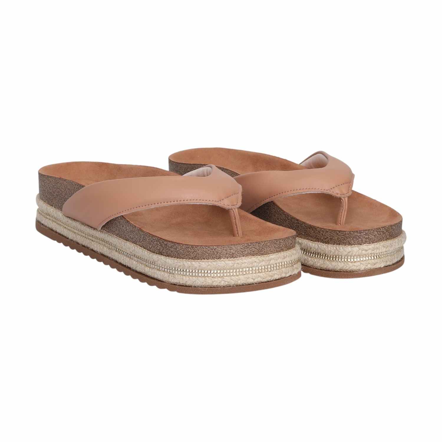 Nude Colored  Rope Platform Thongs for women