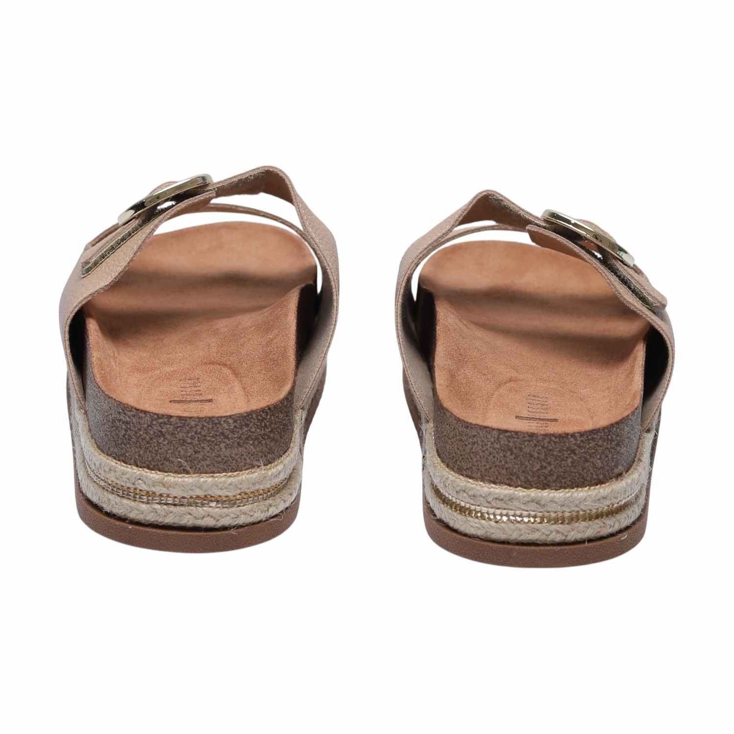 Beige Espadrille Platform Slides for Women