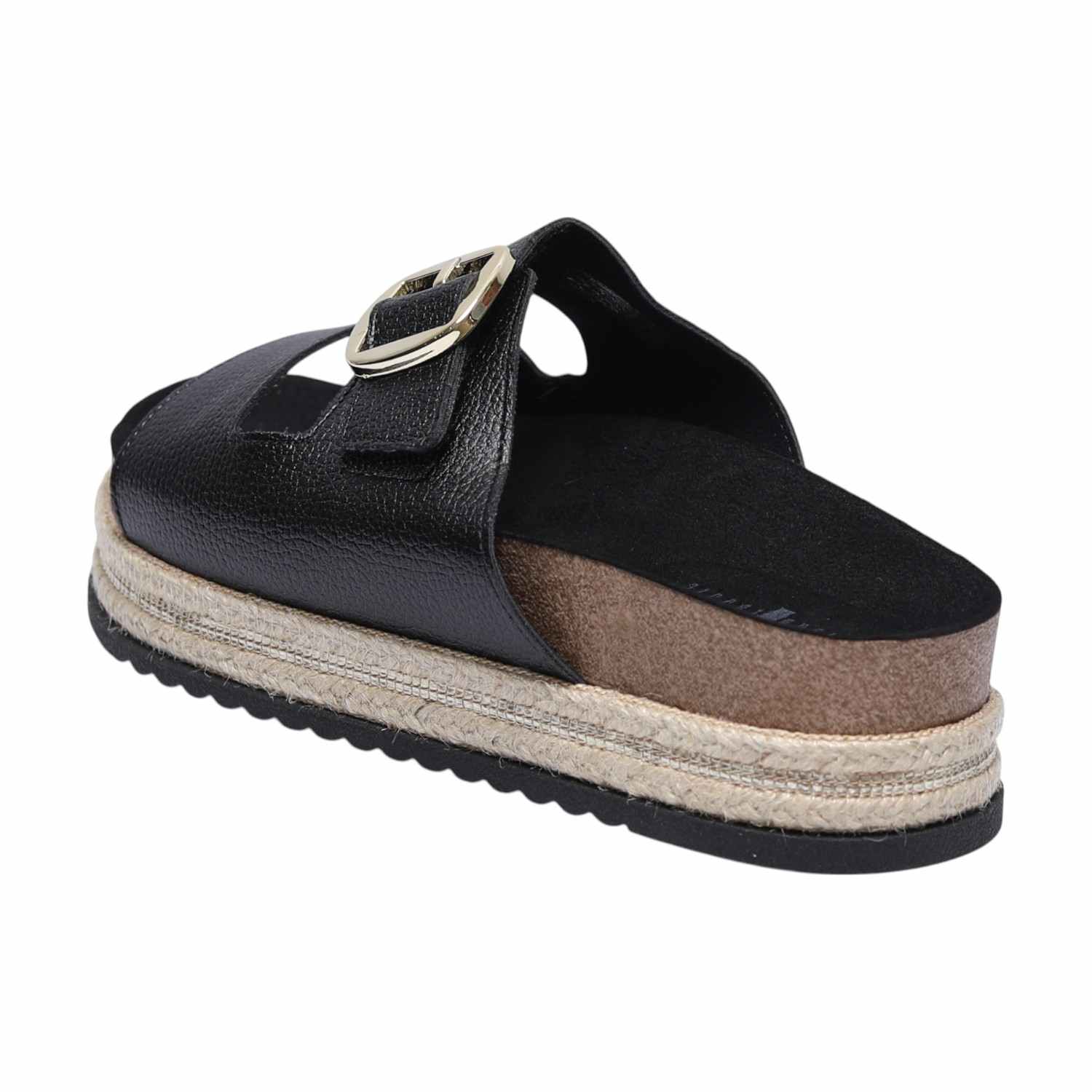Black Espadrille Platform Slides for Women