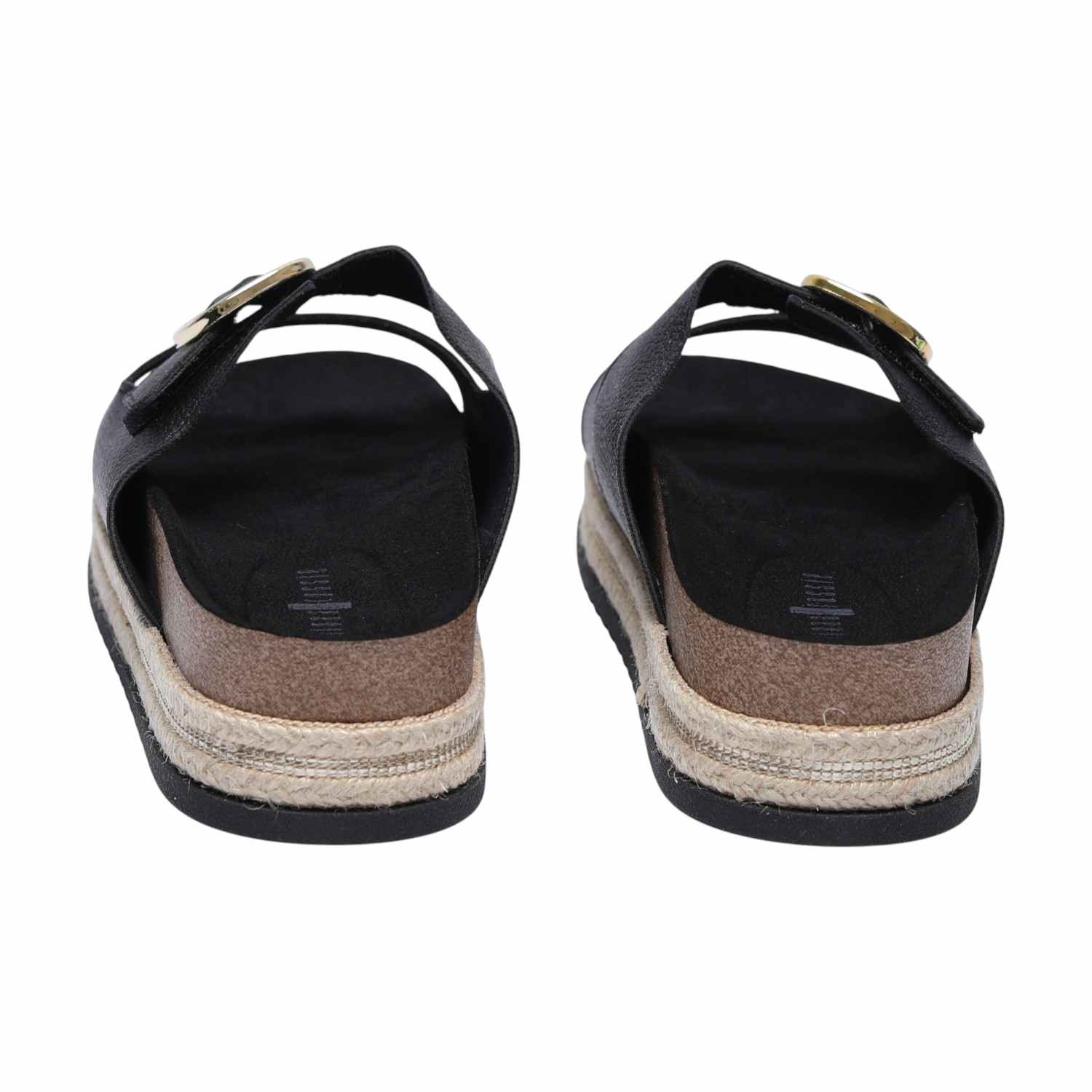 Black Espadrille Platform Slides for Women