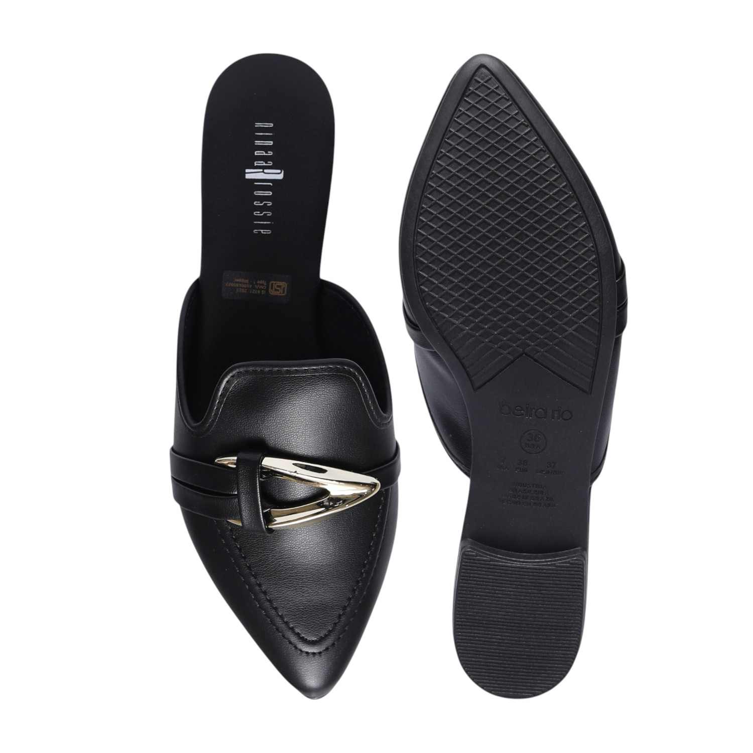 Black Mules with Metal Detailing for Women