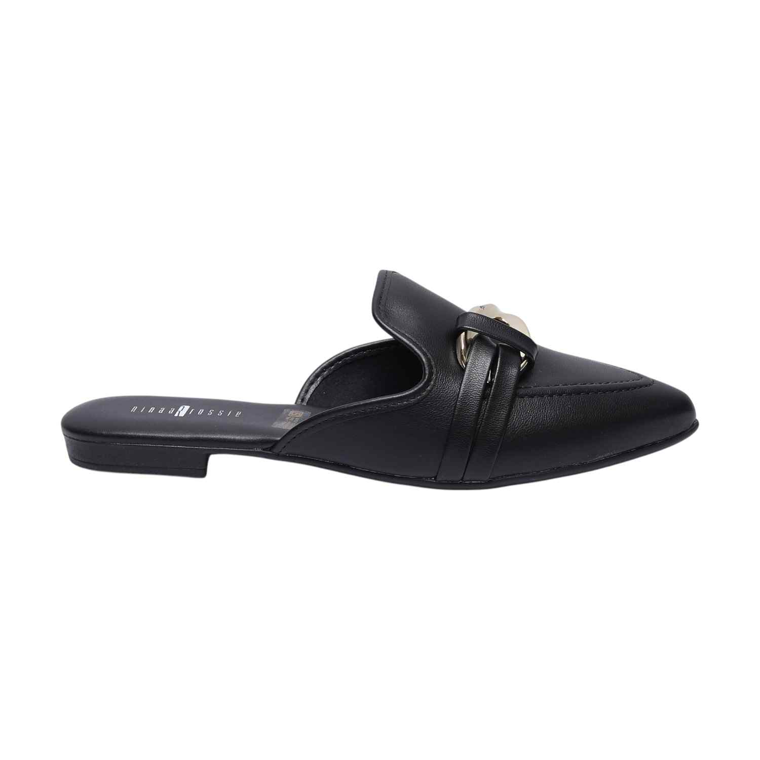 Black Mules with Metal Detailing for Women