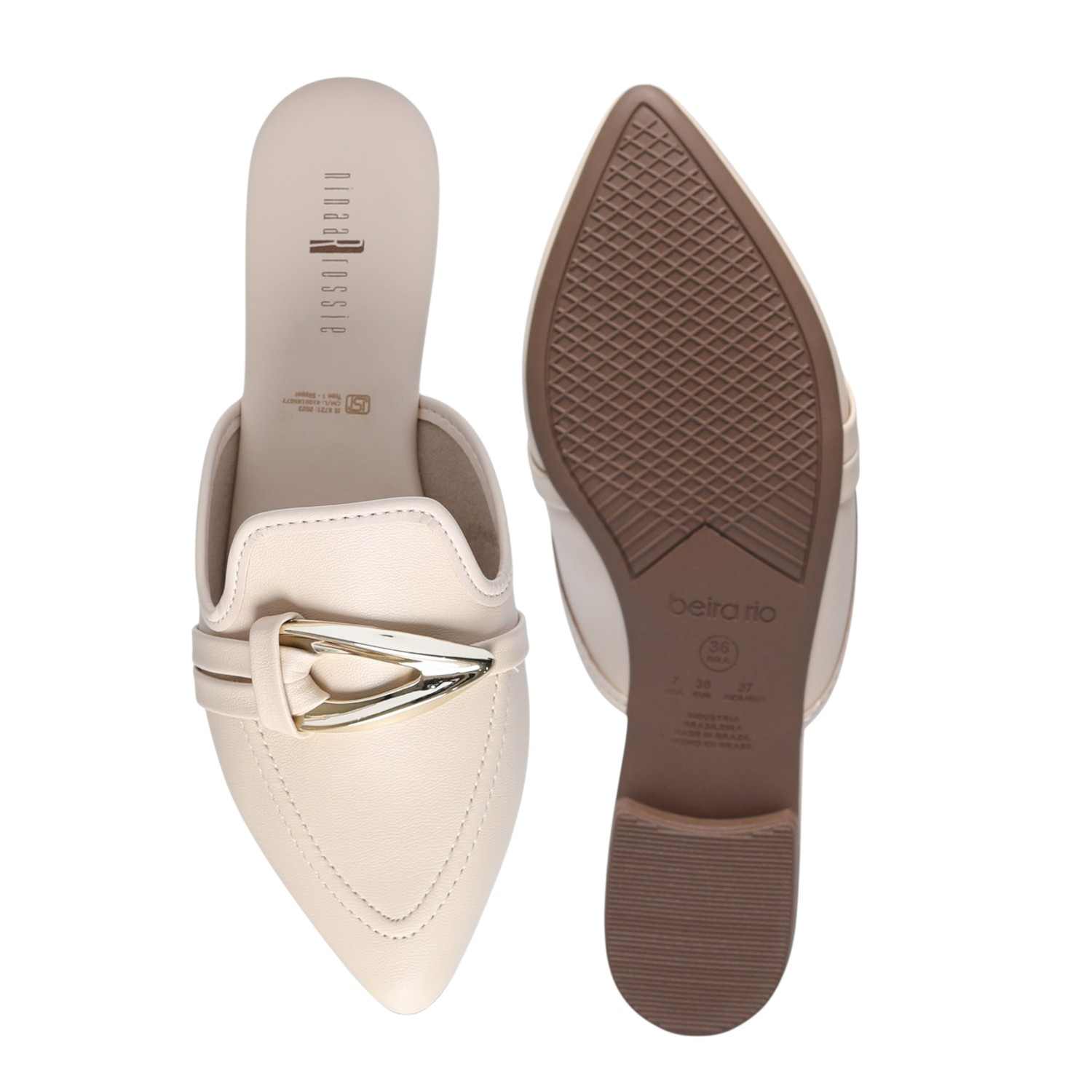 Cream Colour Mules with Metal Detailing for Women