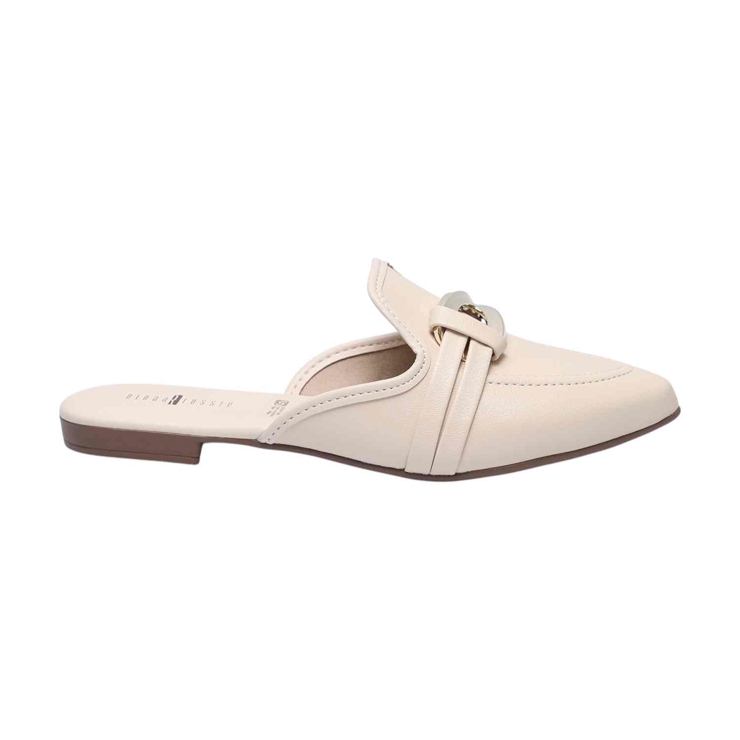 Cream Colour Mules with Metal Detailing for Women