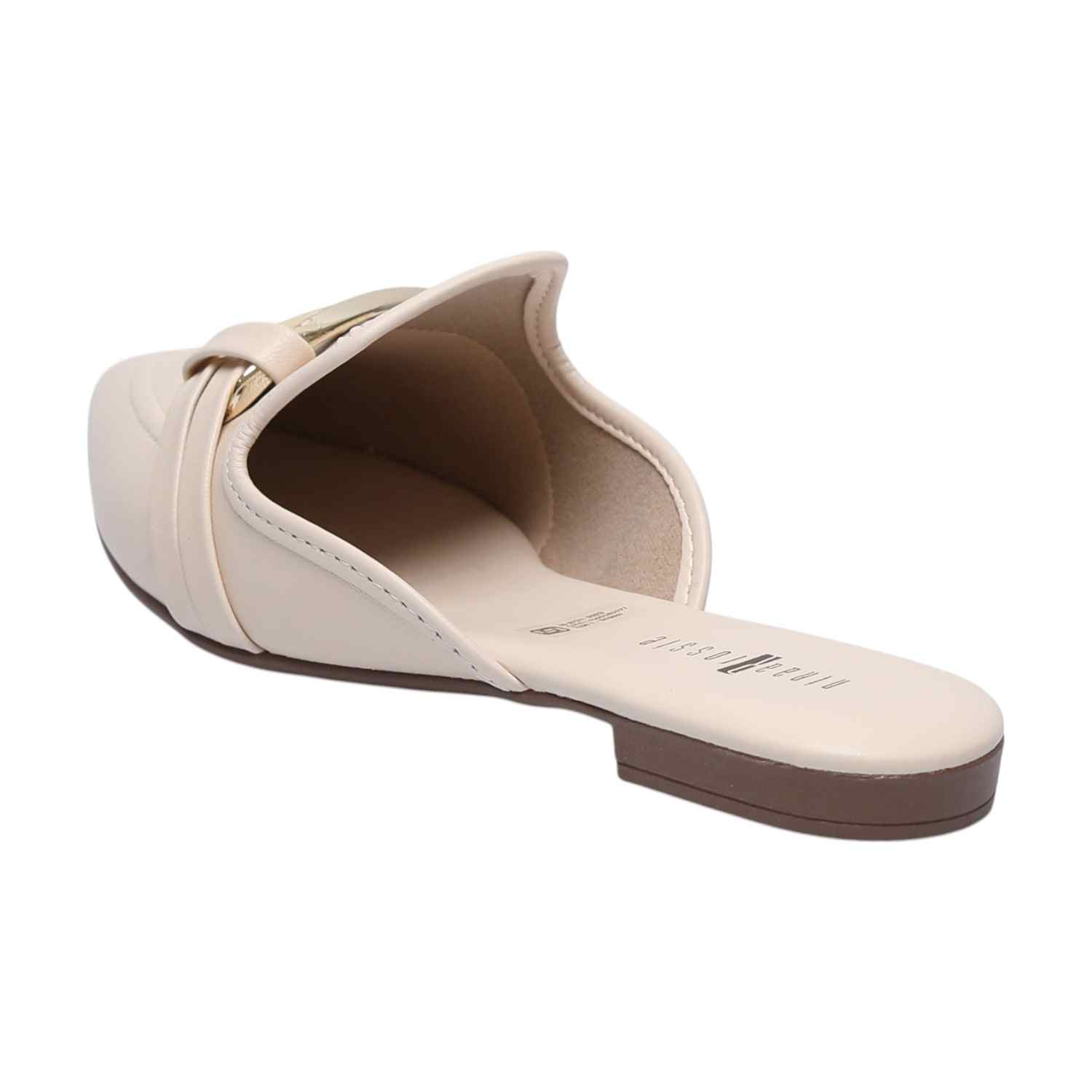 Cream Colour Mules with Metal Detailing for Women