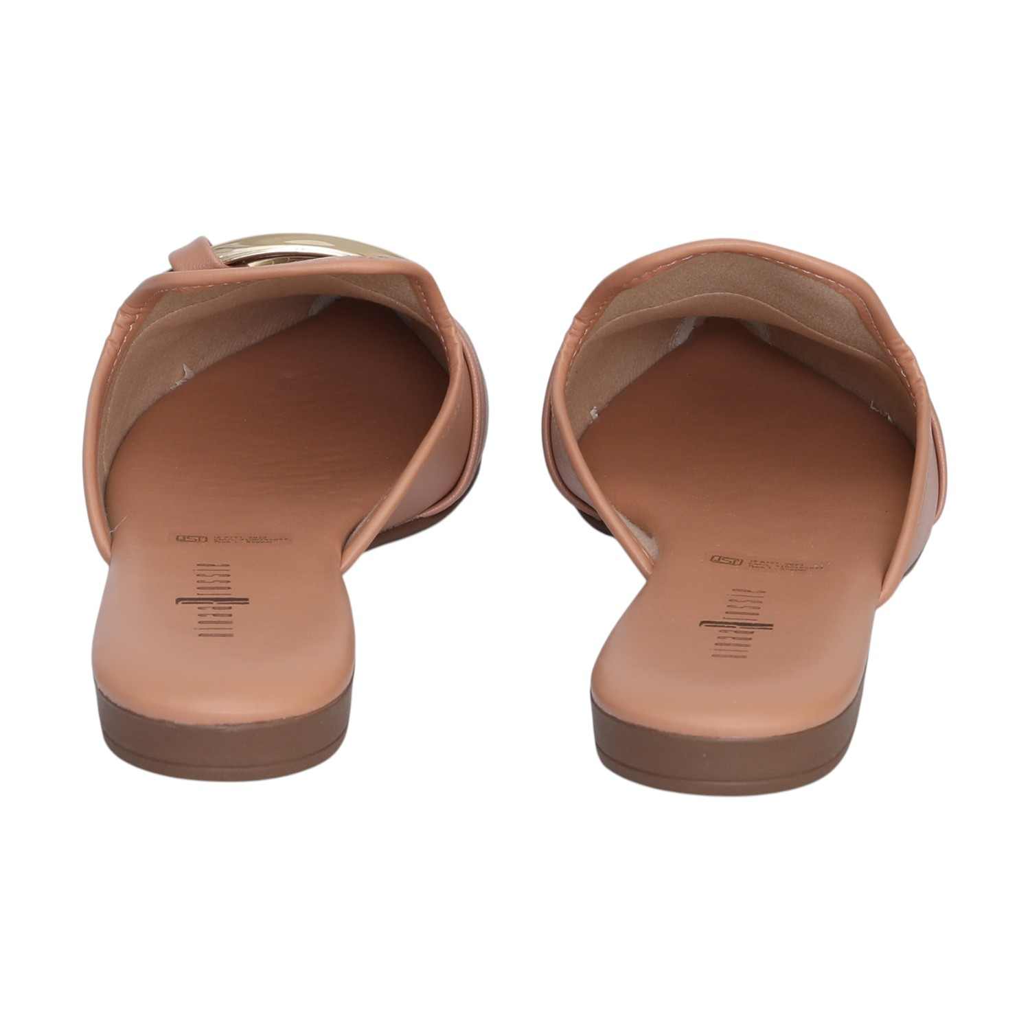 Tan Coloured Mules with Metal Detailing for Women