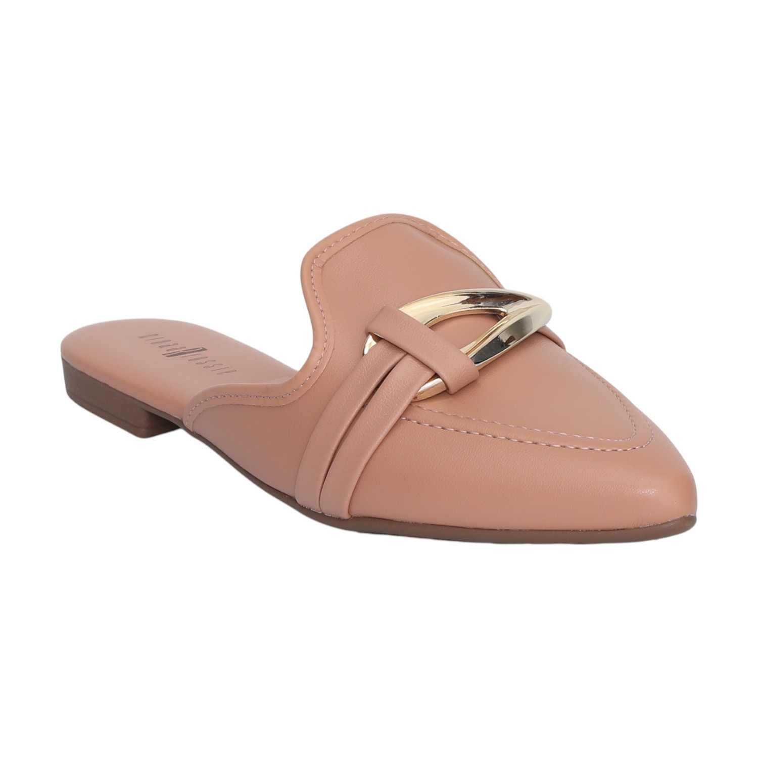 Tan Coloured Mules with Metal Detailing for Women