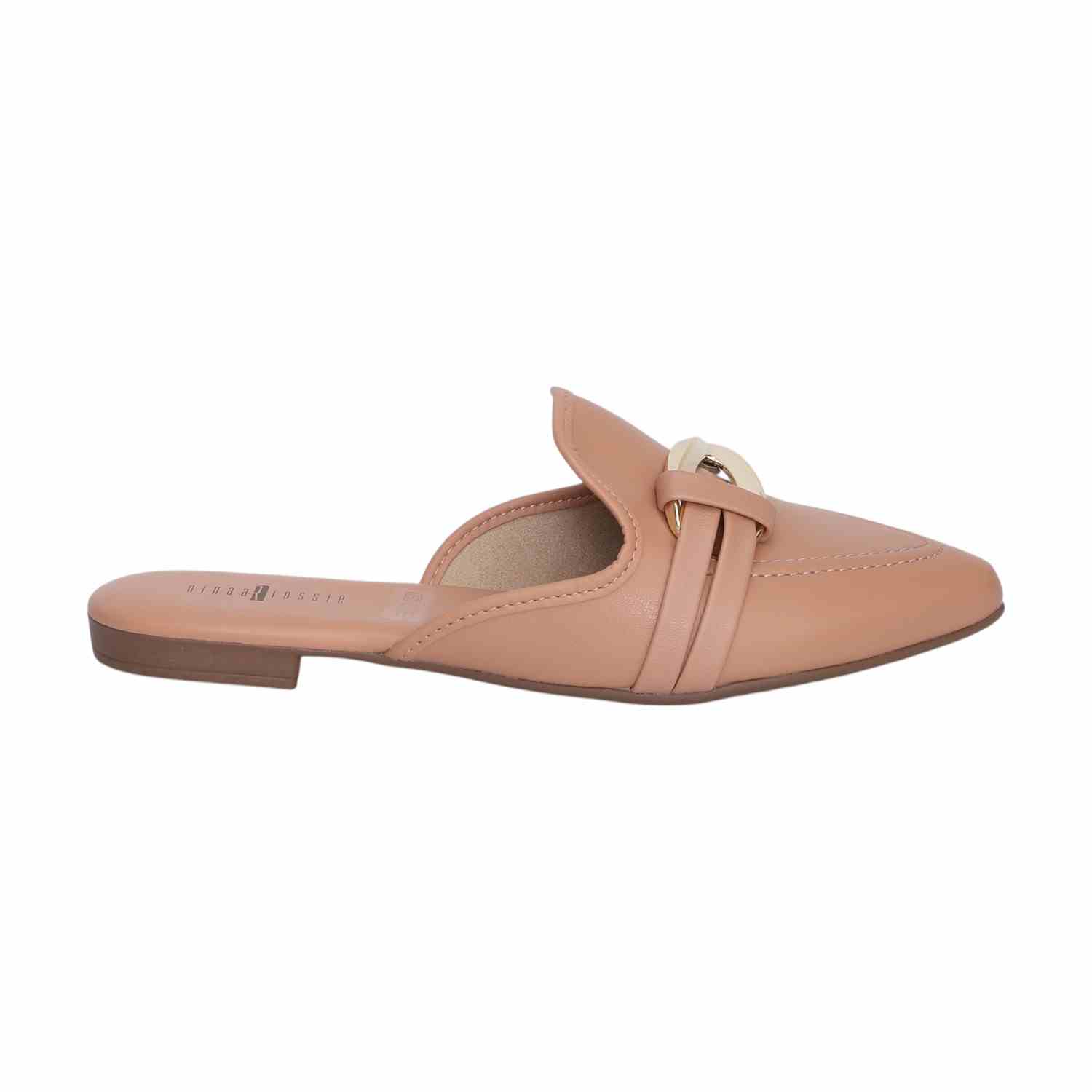 Tan Coloured Mules with Metal Detailing for Women