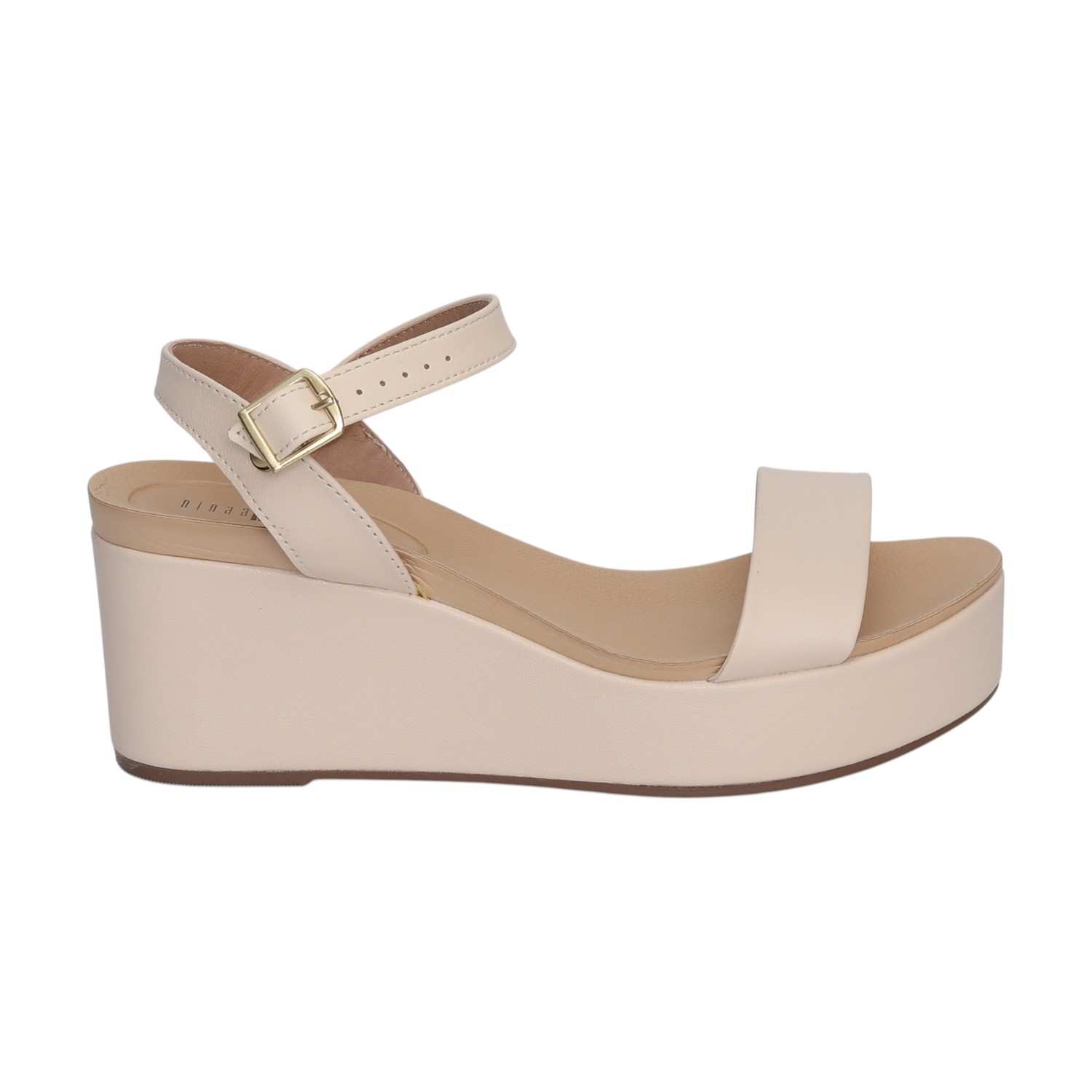 Women Minimalist Beige Wedge Platforms