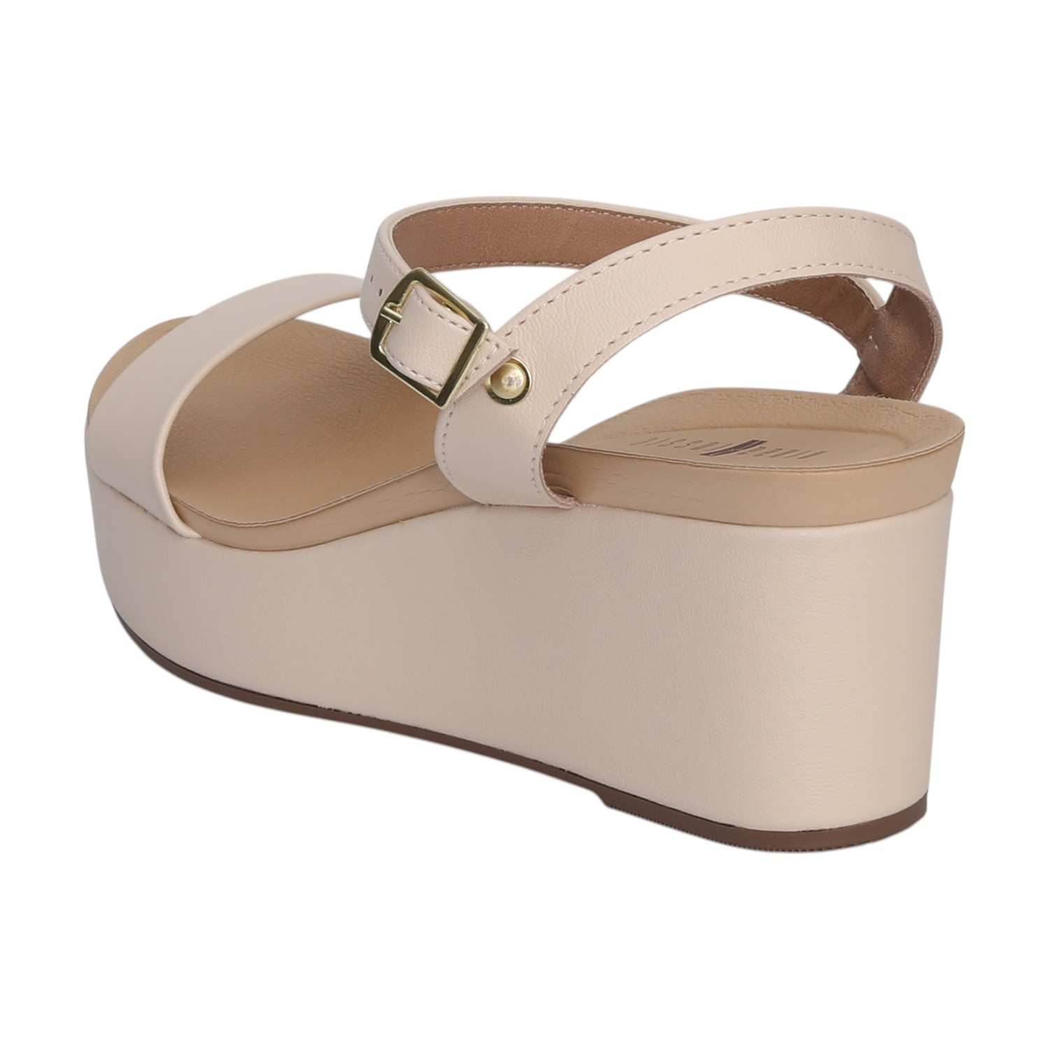 Women Minimalist Beige Wedge Platforms
